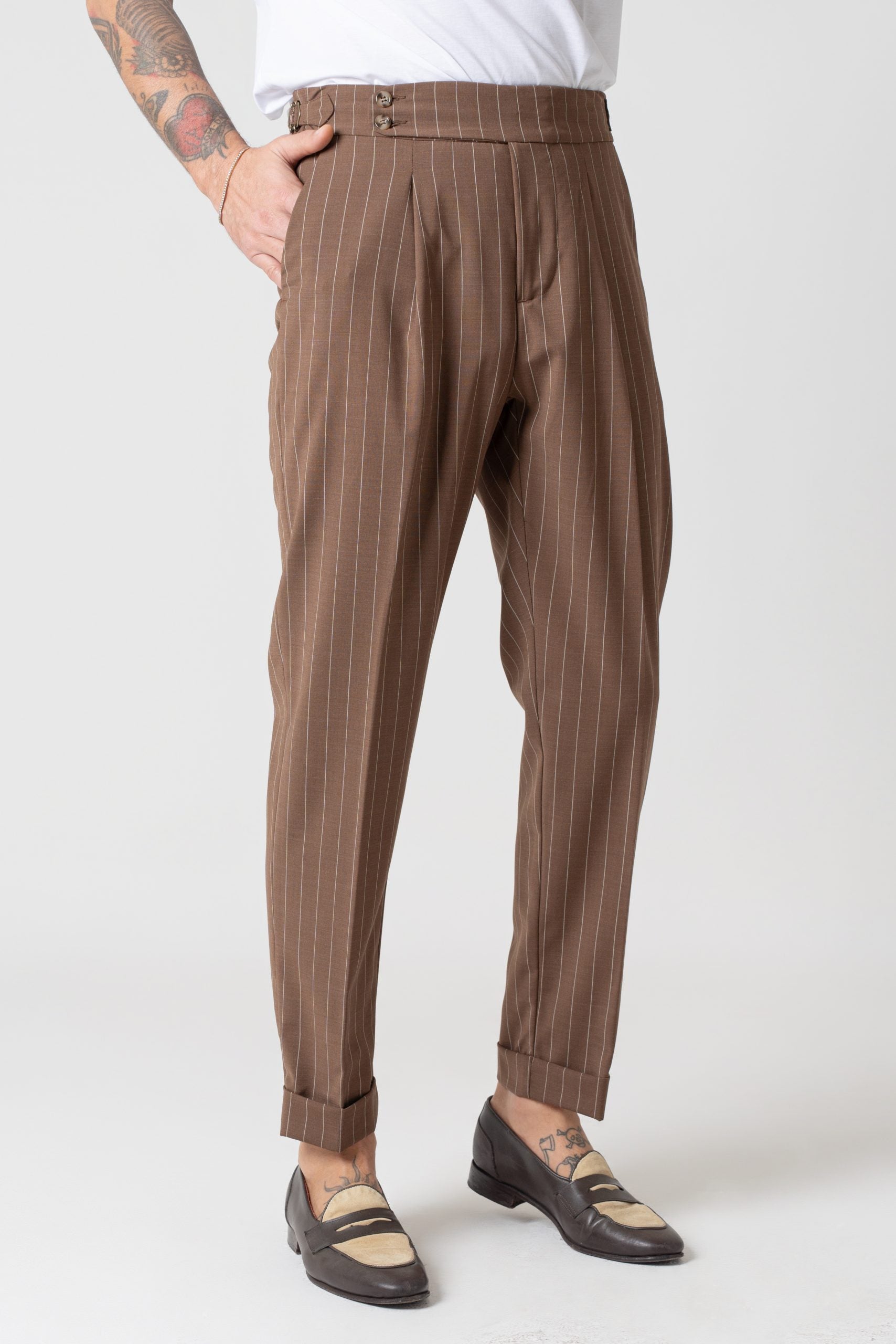 Pantalone con Bustino Tondo Gessato Moro Portofino