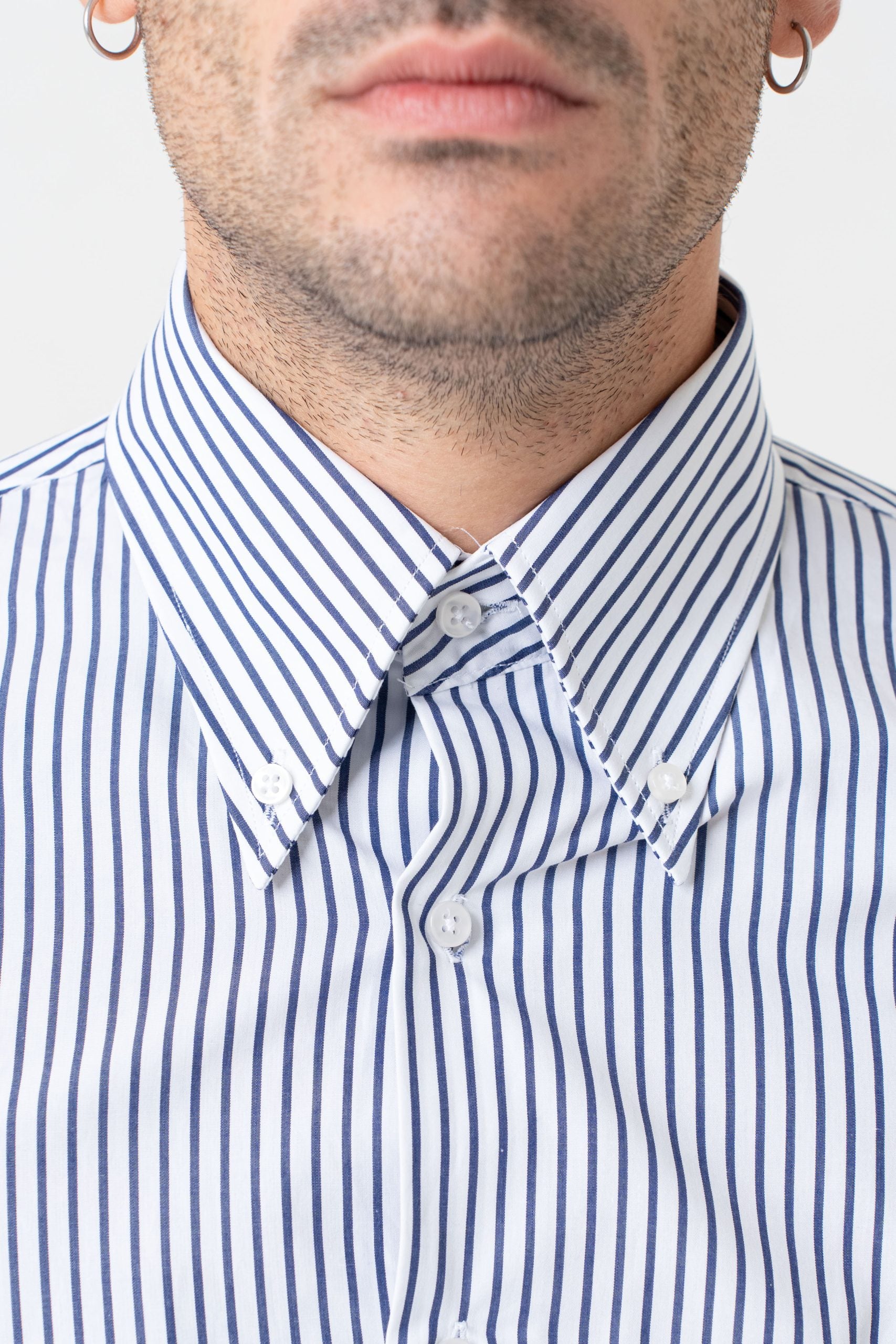 Camicia Riga Blu con collo Button Down