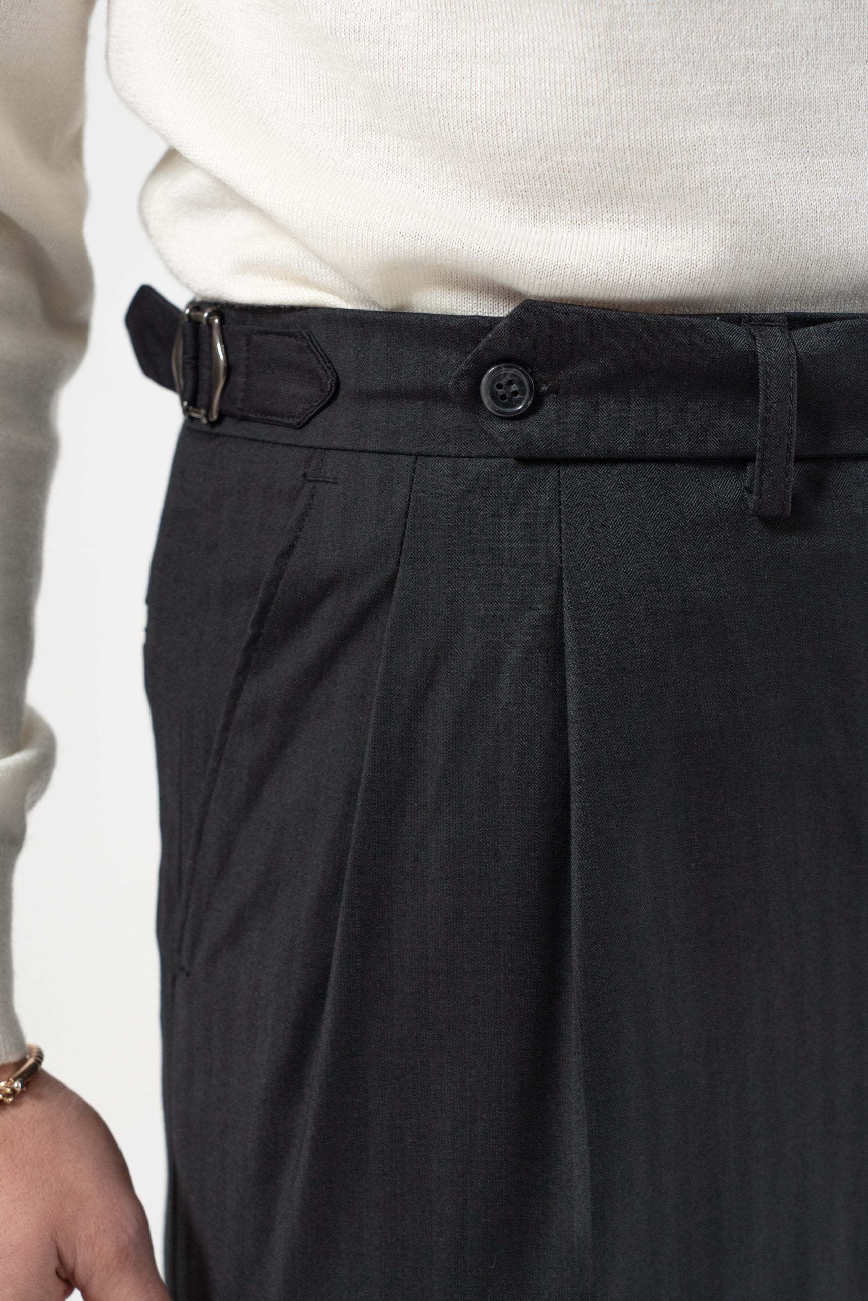 Pantalone Fondo Ampio e Fibbie Laterali Nero Solaro Las Vegas