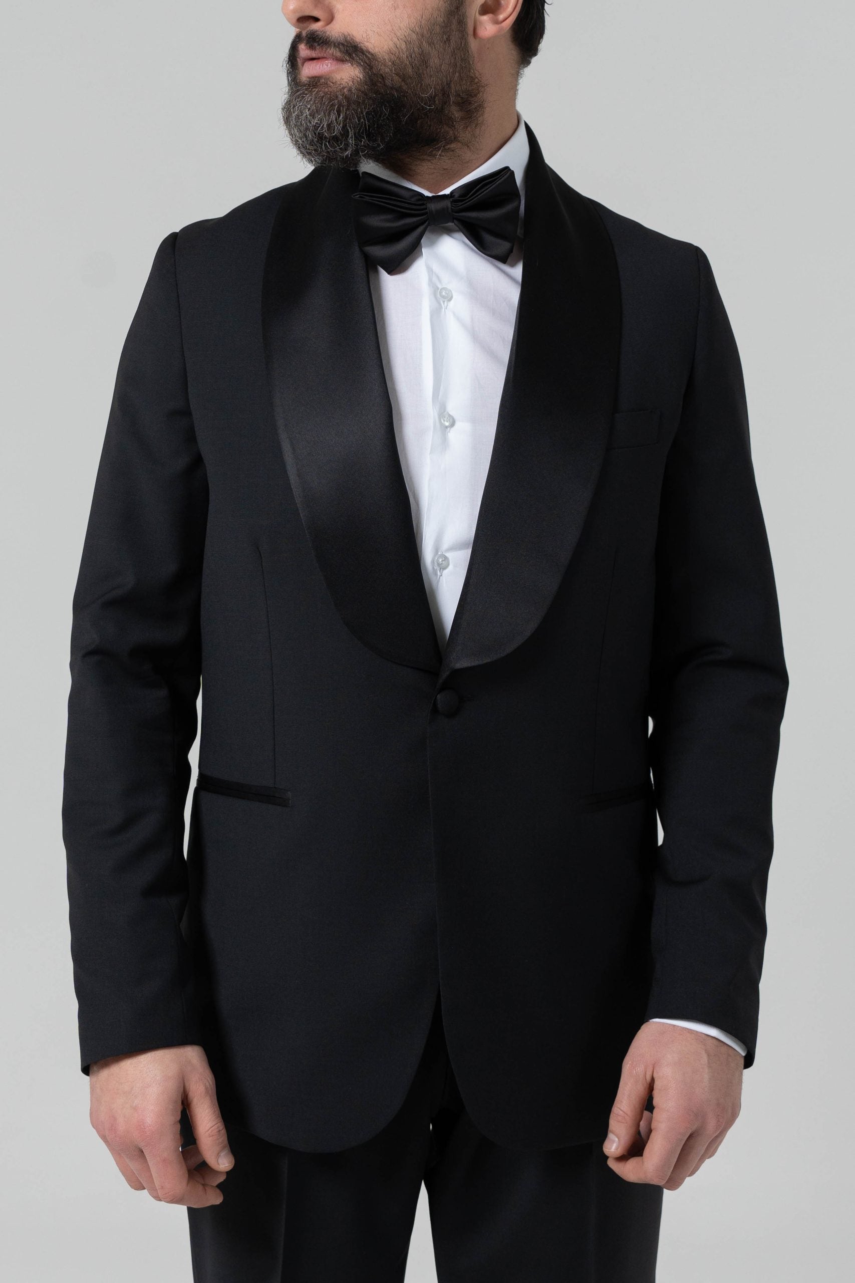 Giacca Smoking Monopetto con Rever a Scialle Nero