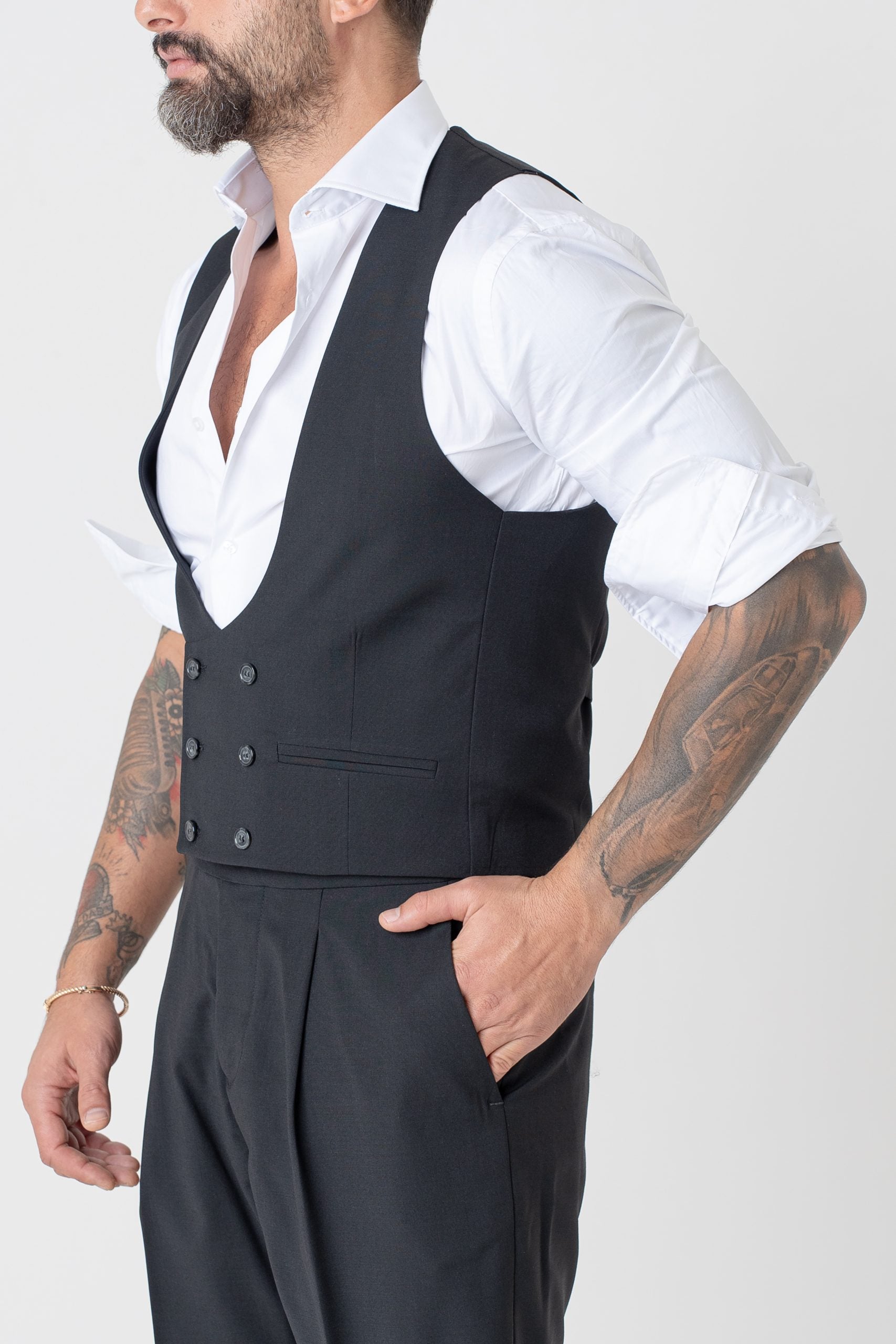 Panciotto Doppiopetto Nero Milano