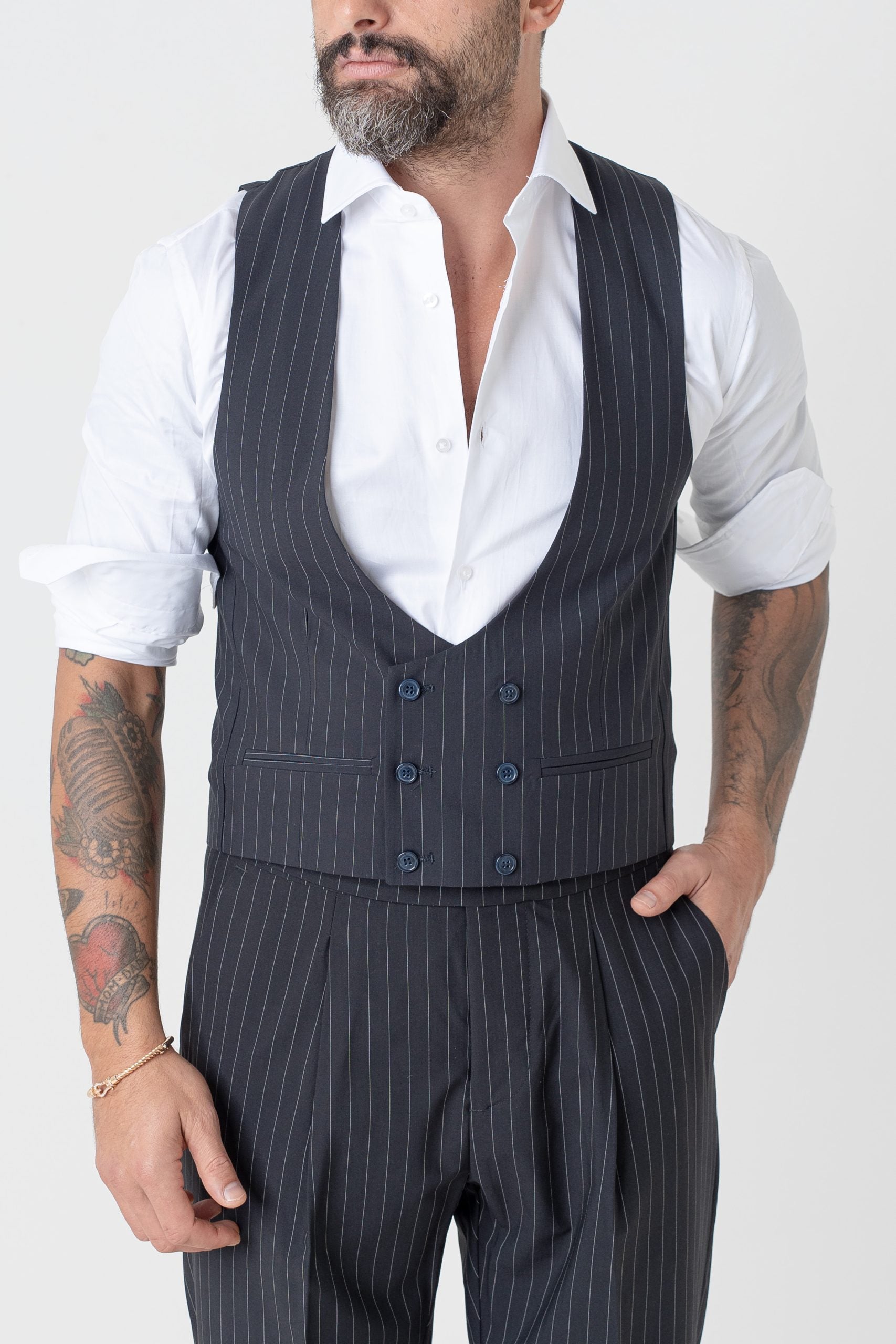 Abito Gessato Blu Manhattan