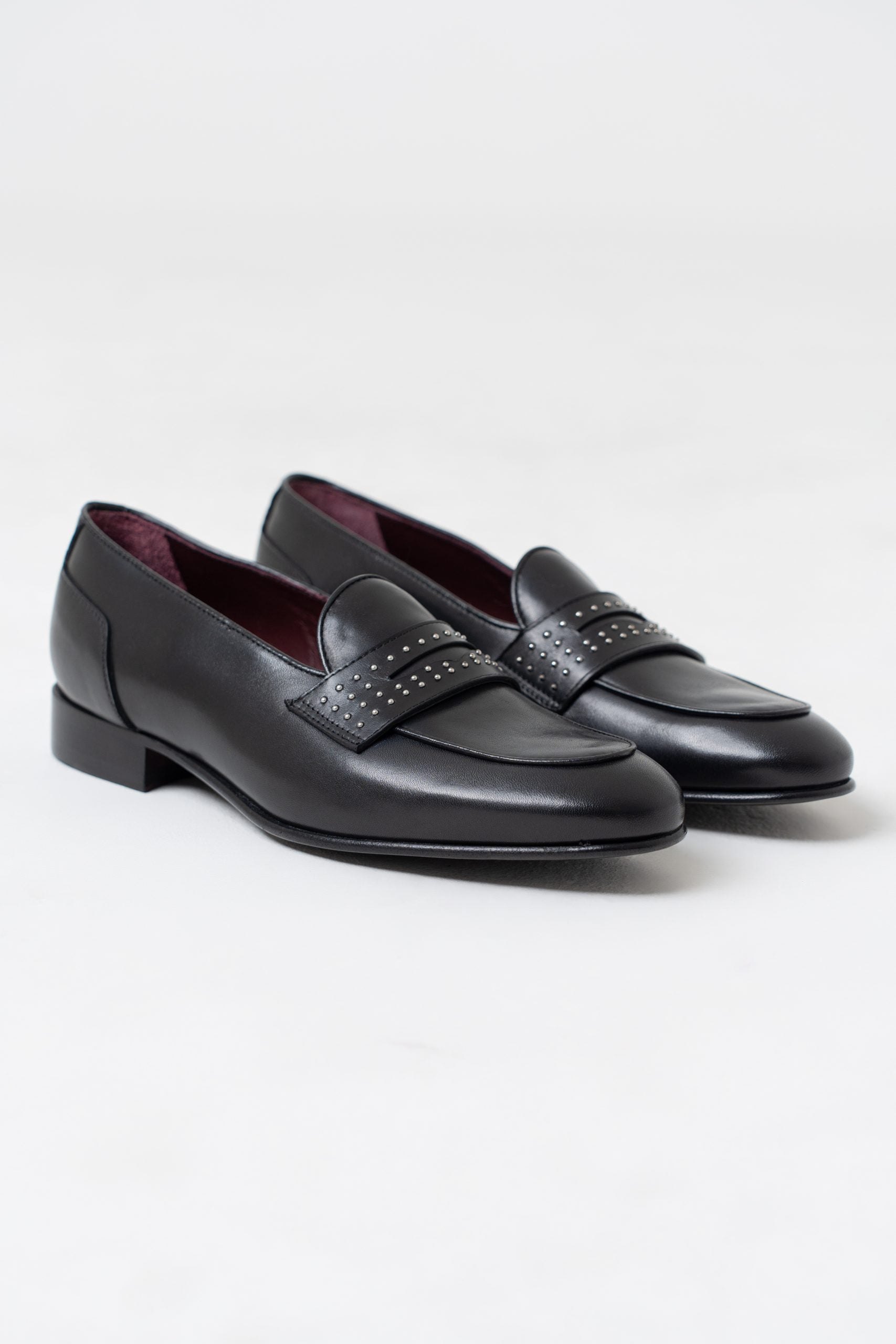 Mocassino Penny Loafer Borchiata Nera