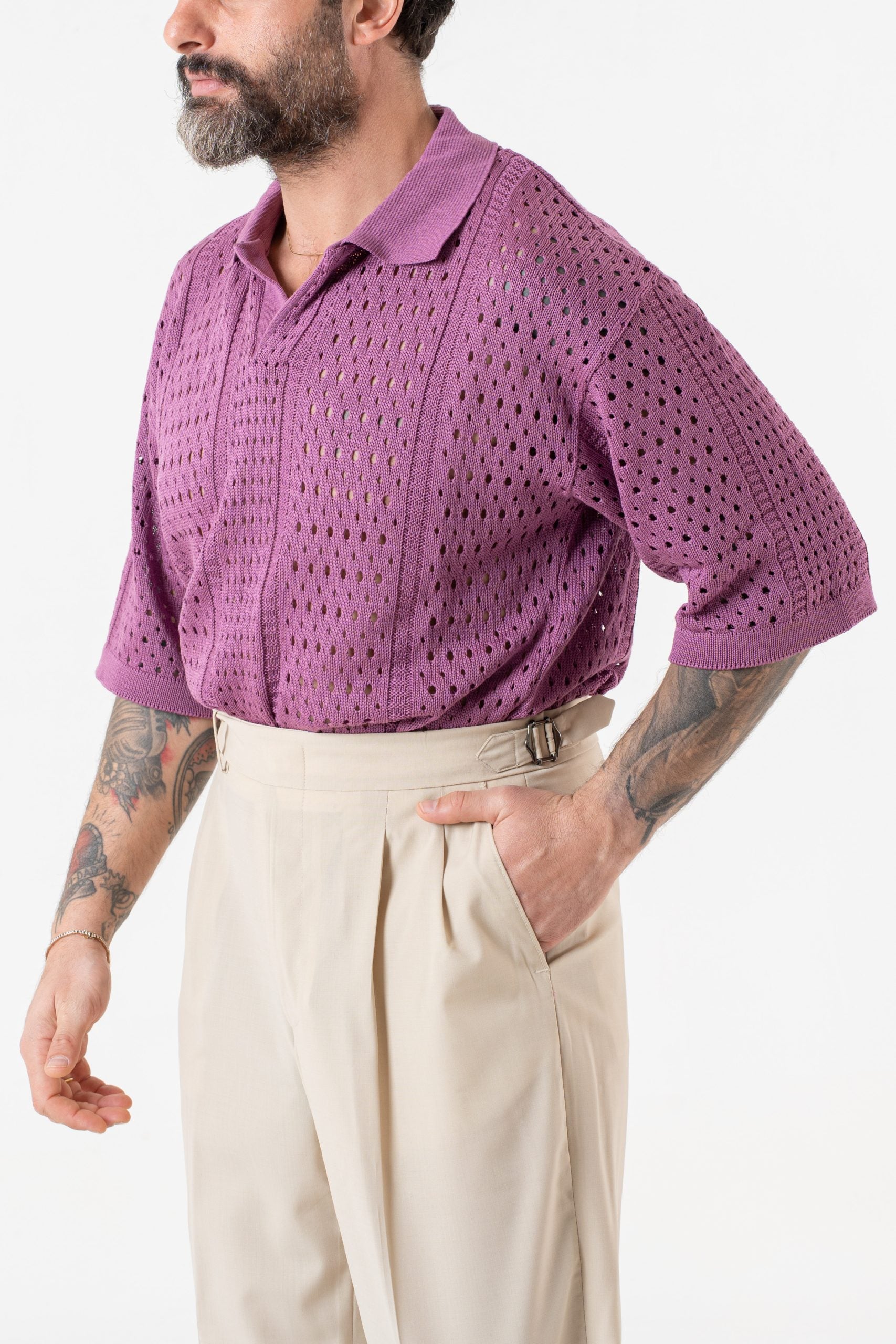 Polo Derby Mezza Manica Traforata Vinaccia