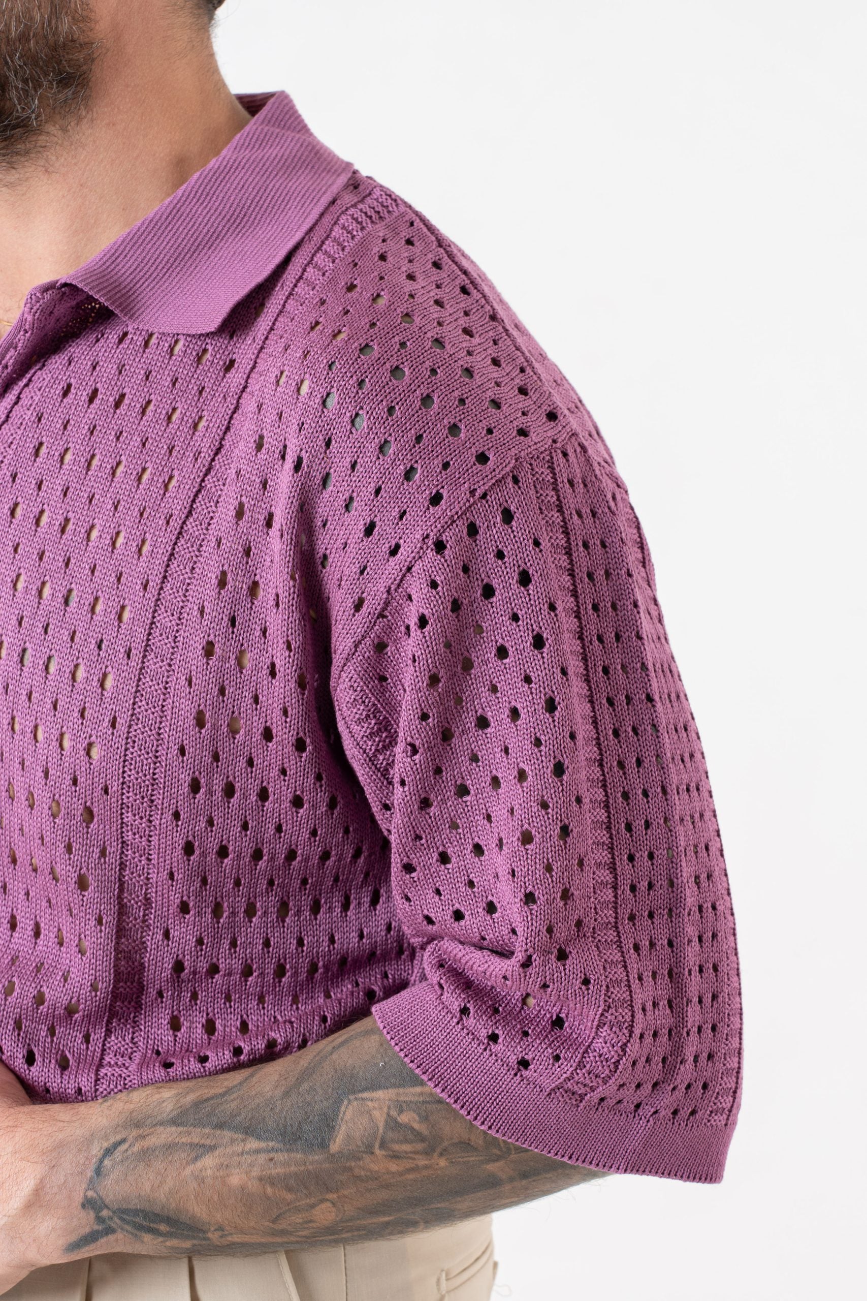 Polo Derby Mezza Manica Traforata Vinaccia