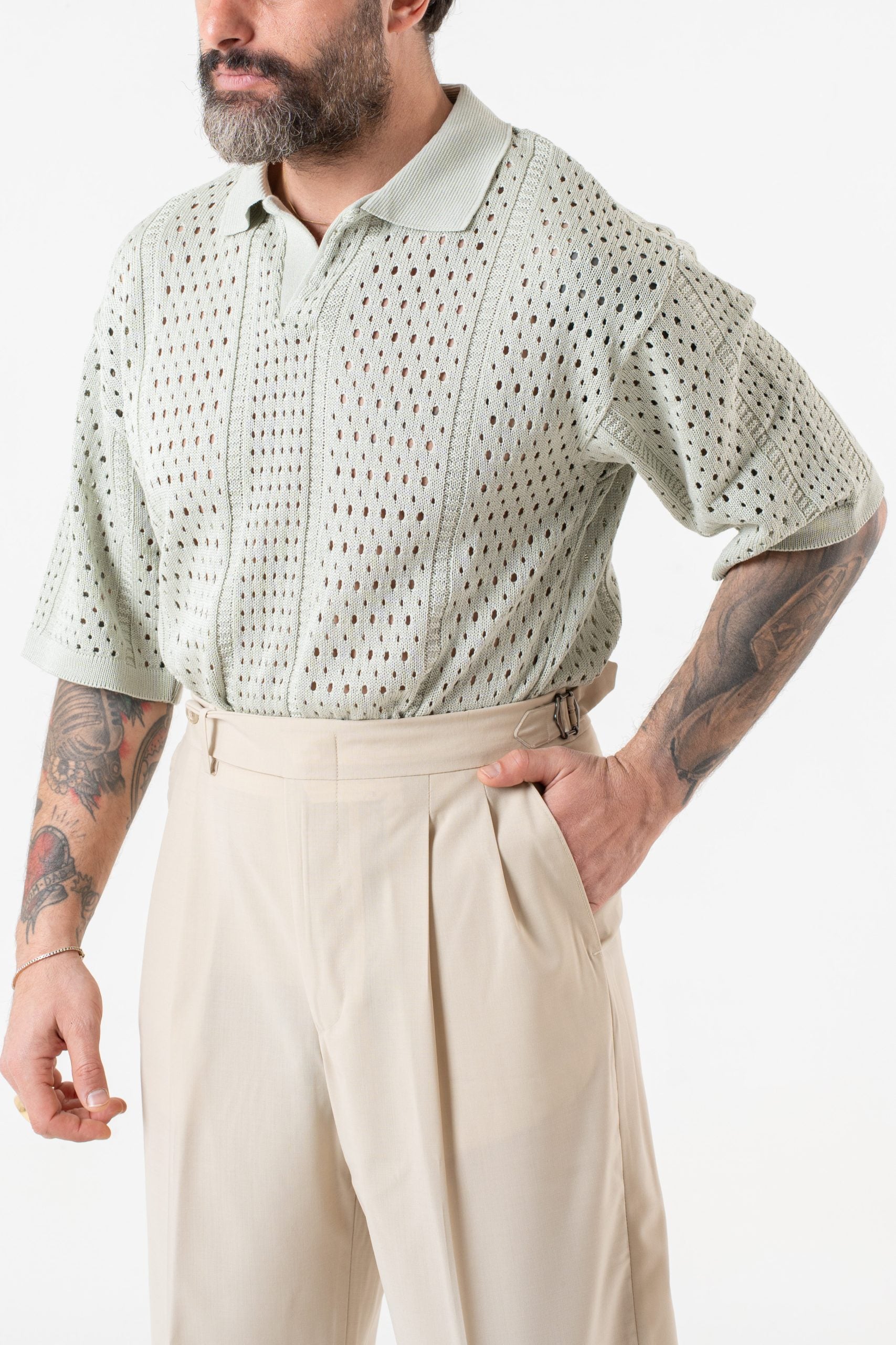 Polo Derby Mezza Manica Traforata Menta