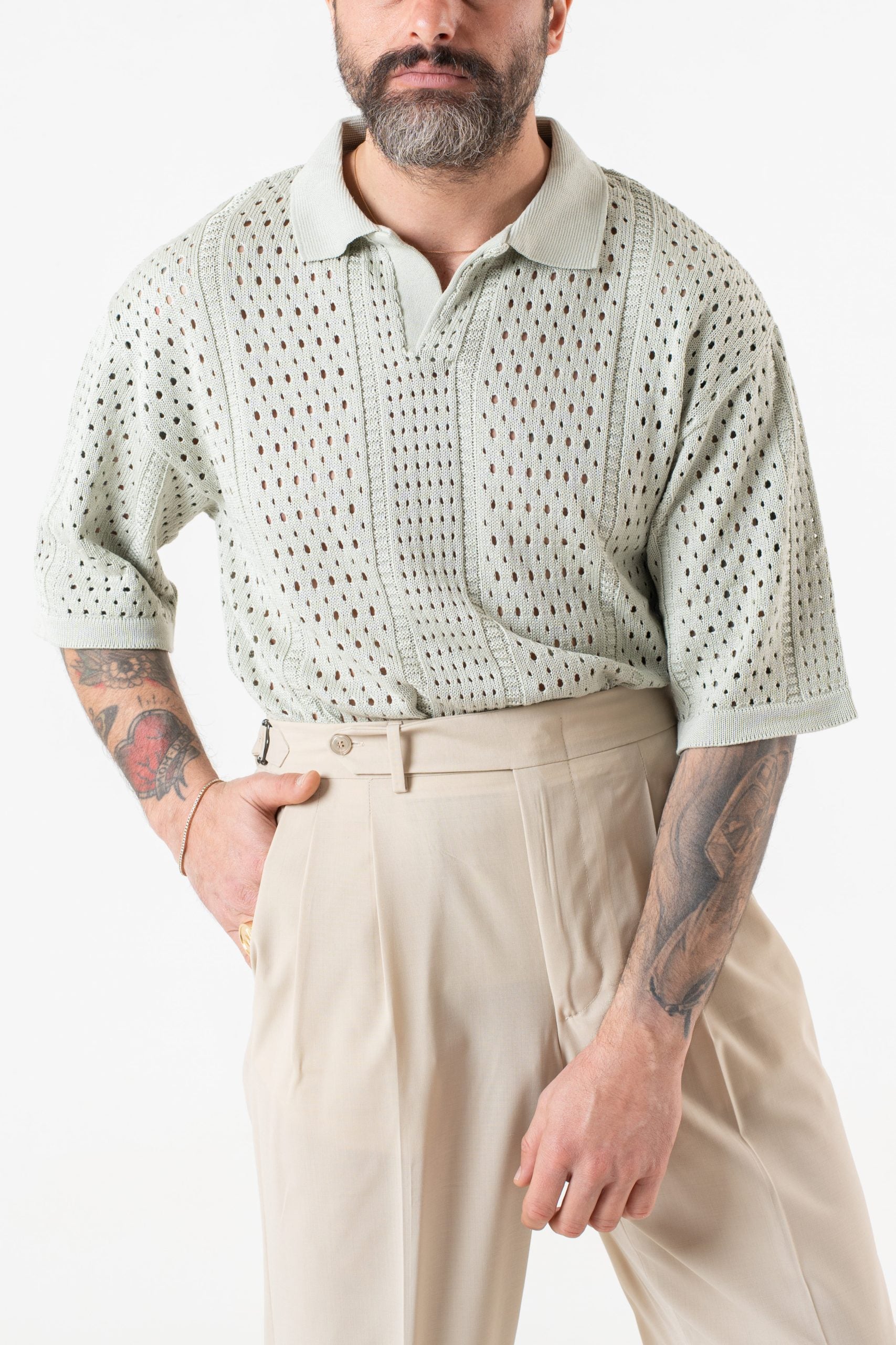 Polo Derby Mezza Manica Traforata Menta