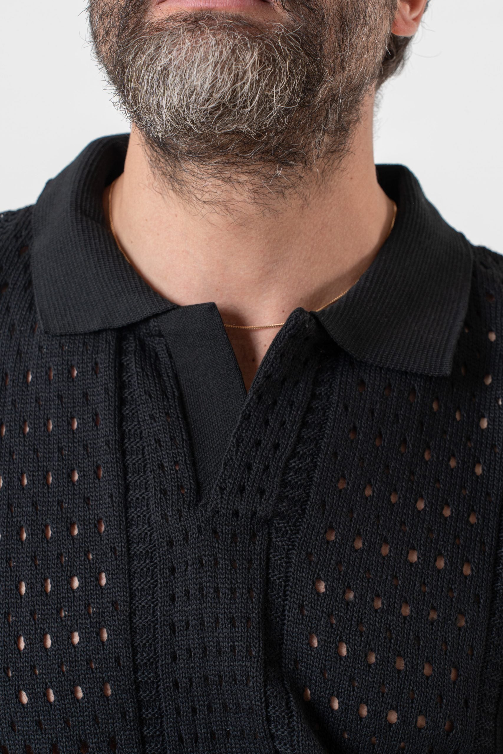 Polo Derby Mezza Manica Traforata Nera