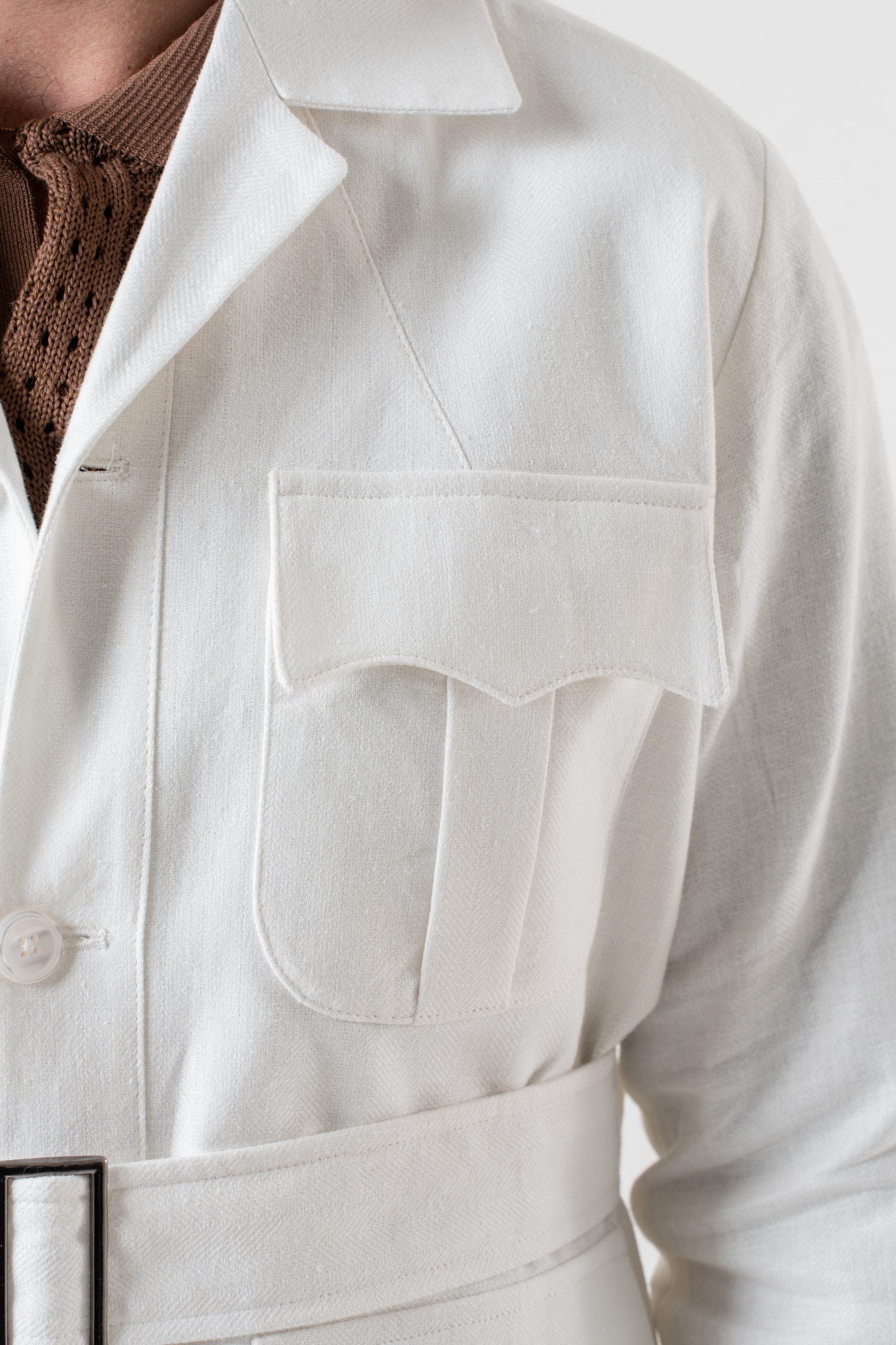 White Herringbone Saharan Jacket