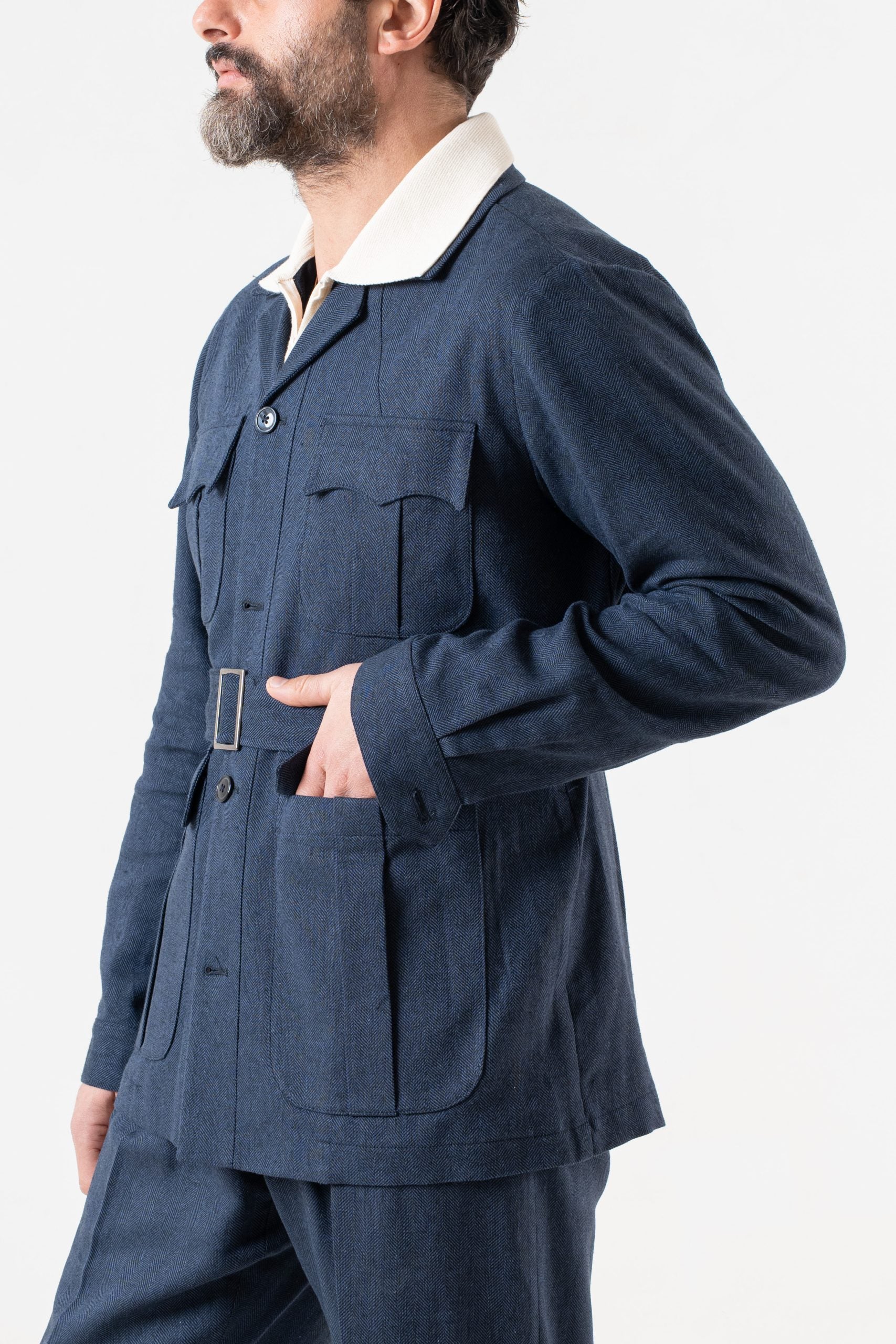 Sahariana Spigato Blu