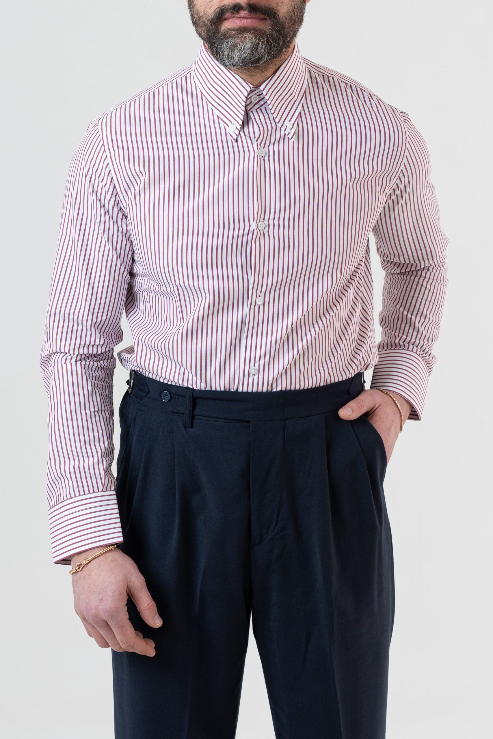 Camicia Riga Rossa con collo Button Down