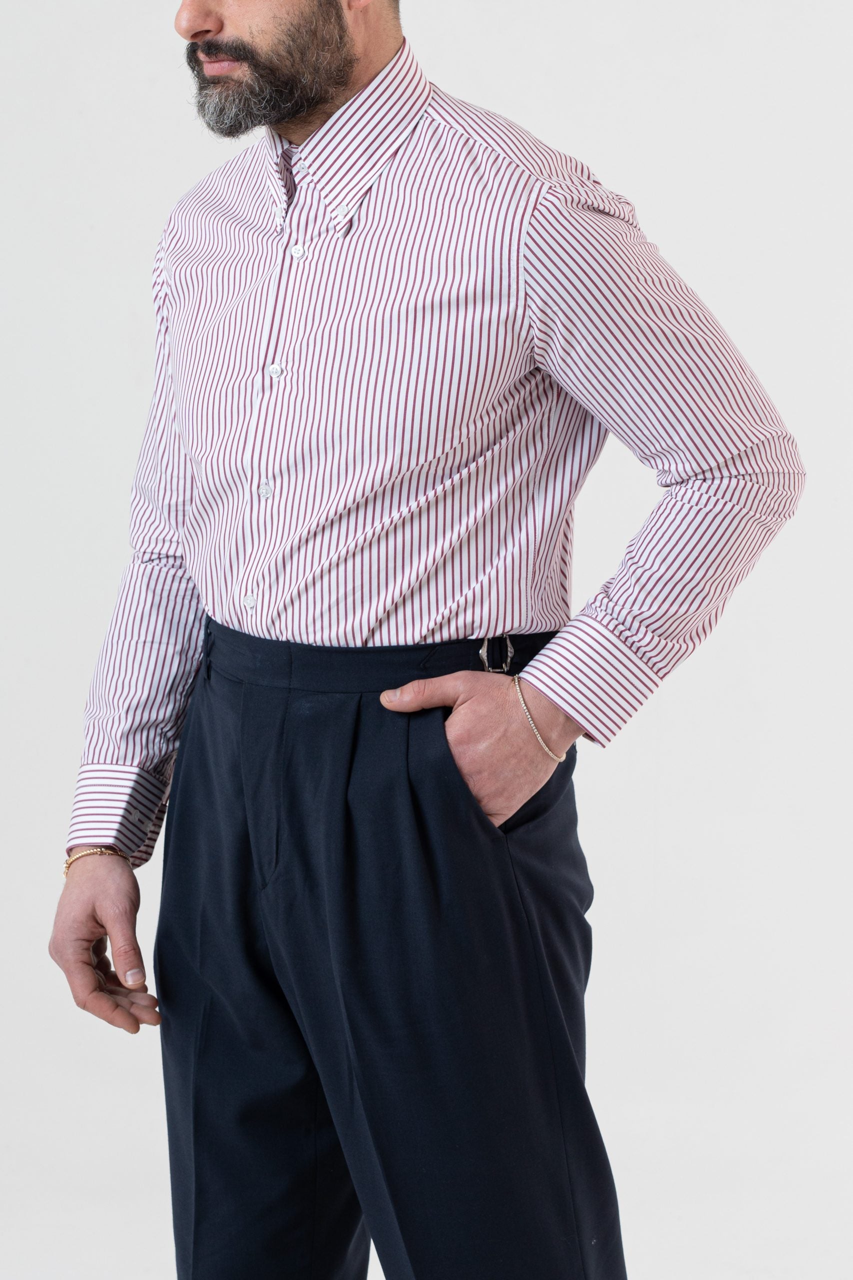 Camicia Riga Rossa con collo Button Down