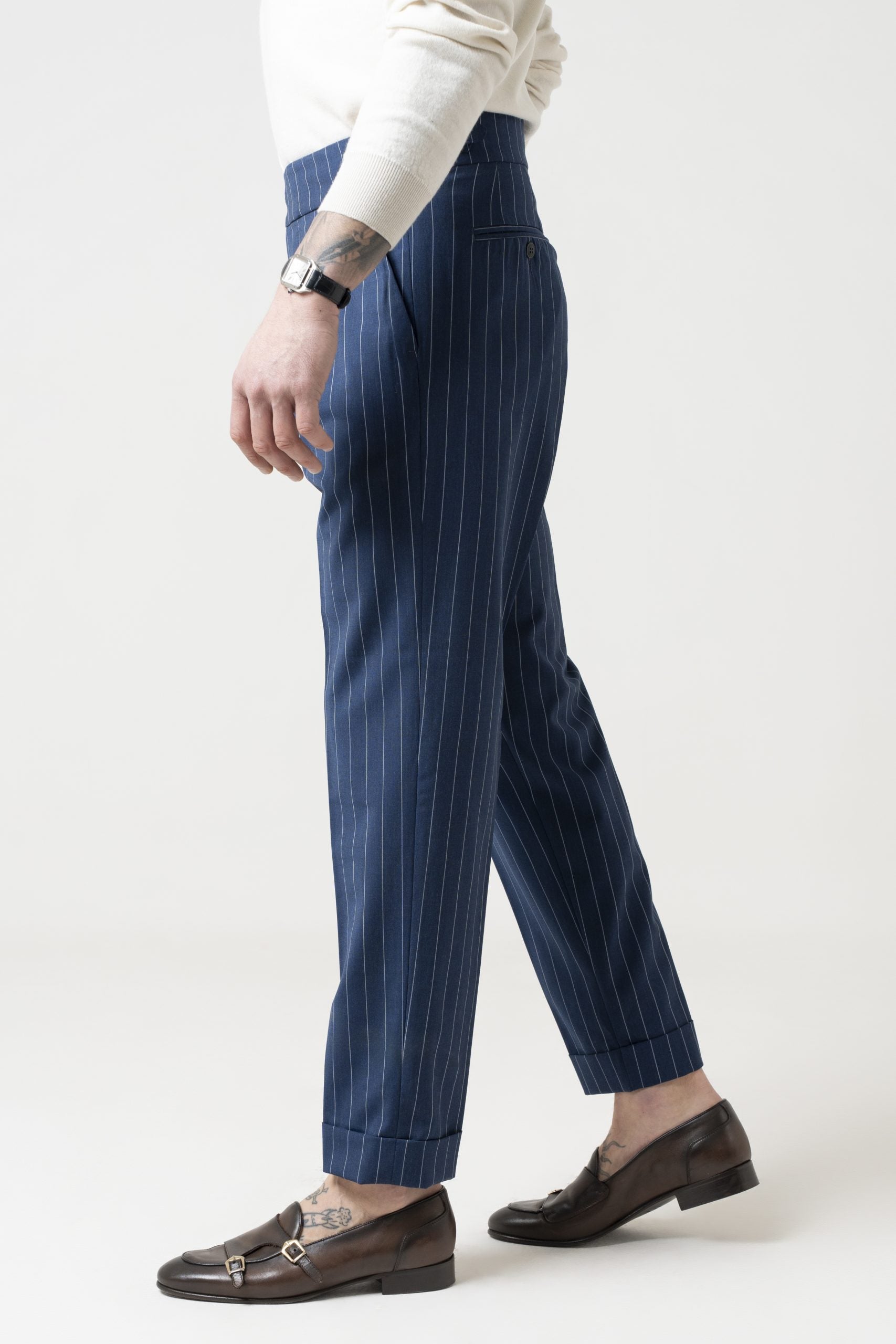 Pantalones de rayas diplomáticas Royal Forte dei Marmi con corpiño redondo