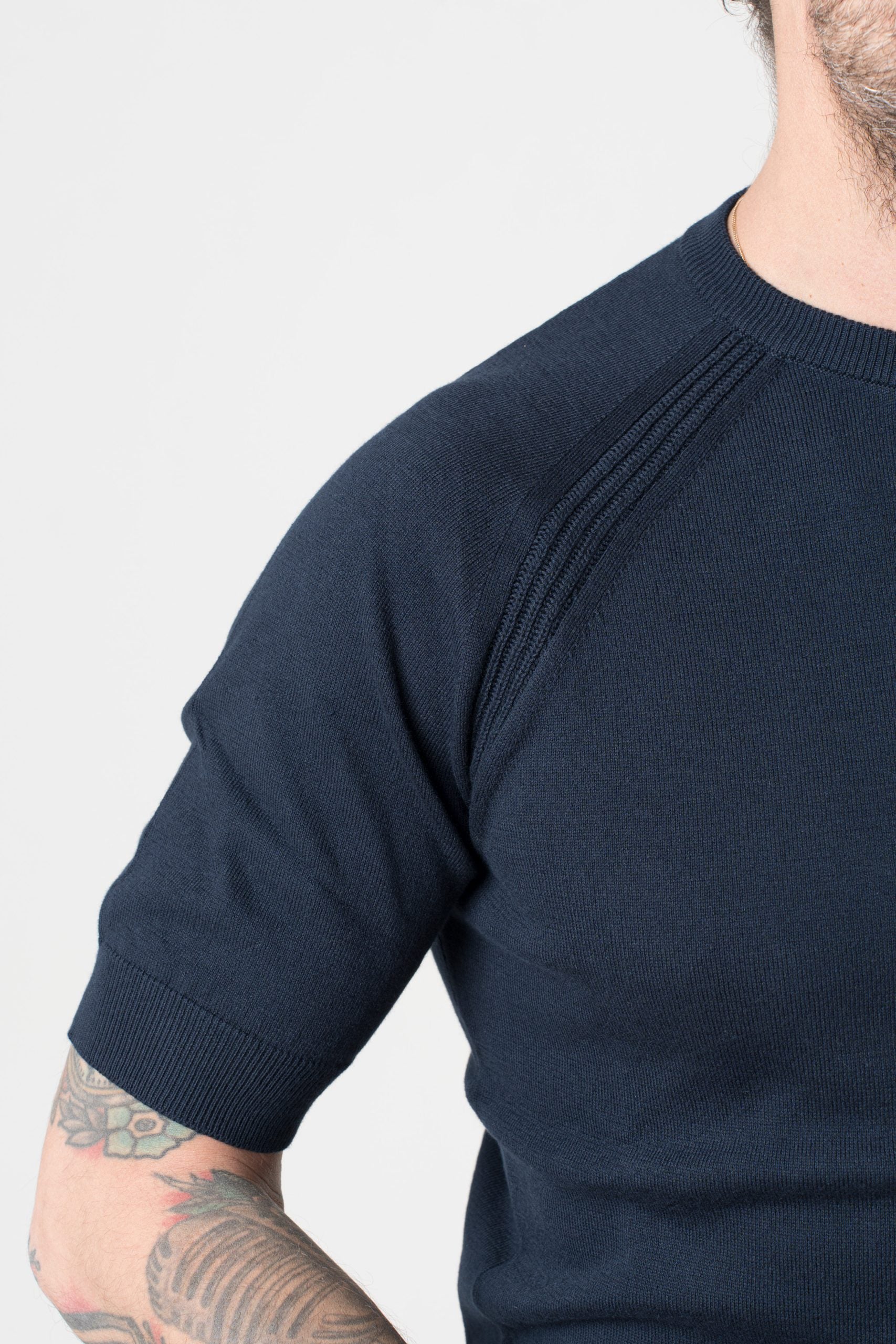 T-Shirt in Filo Manica Raglan Blu