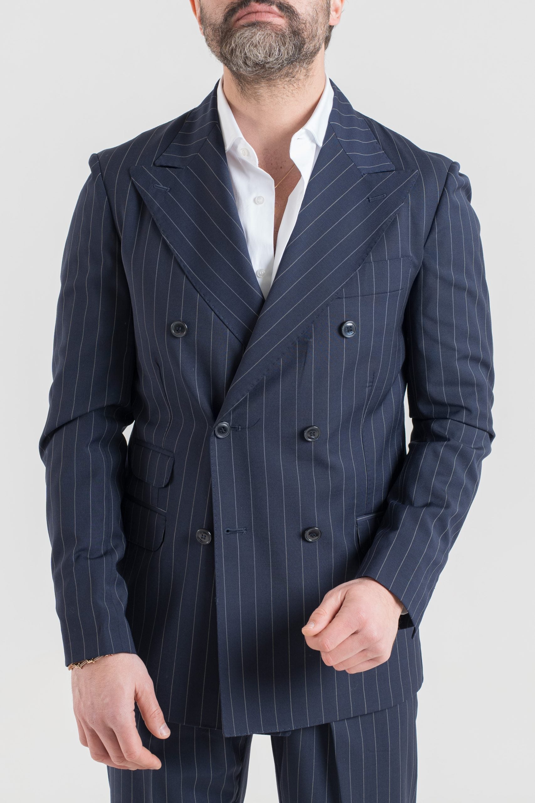 Vestido azul con rayas verdes Riva