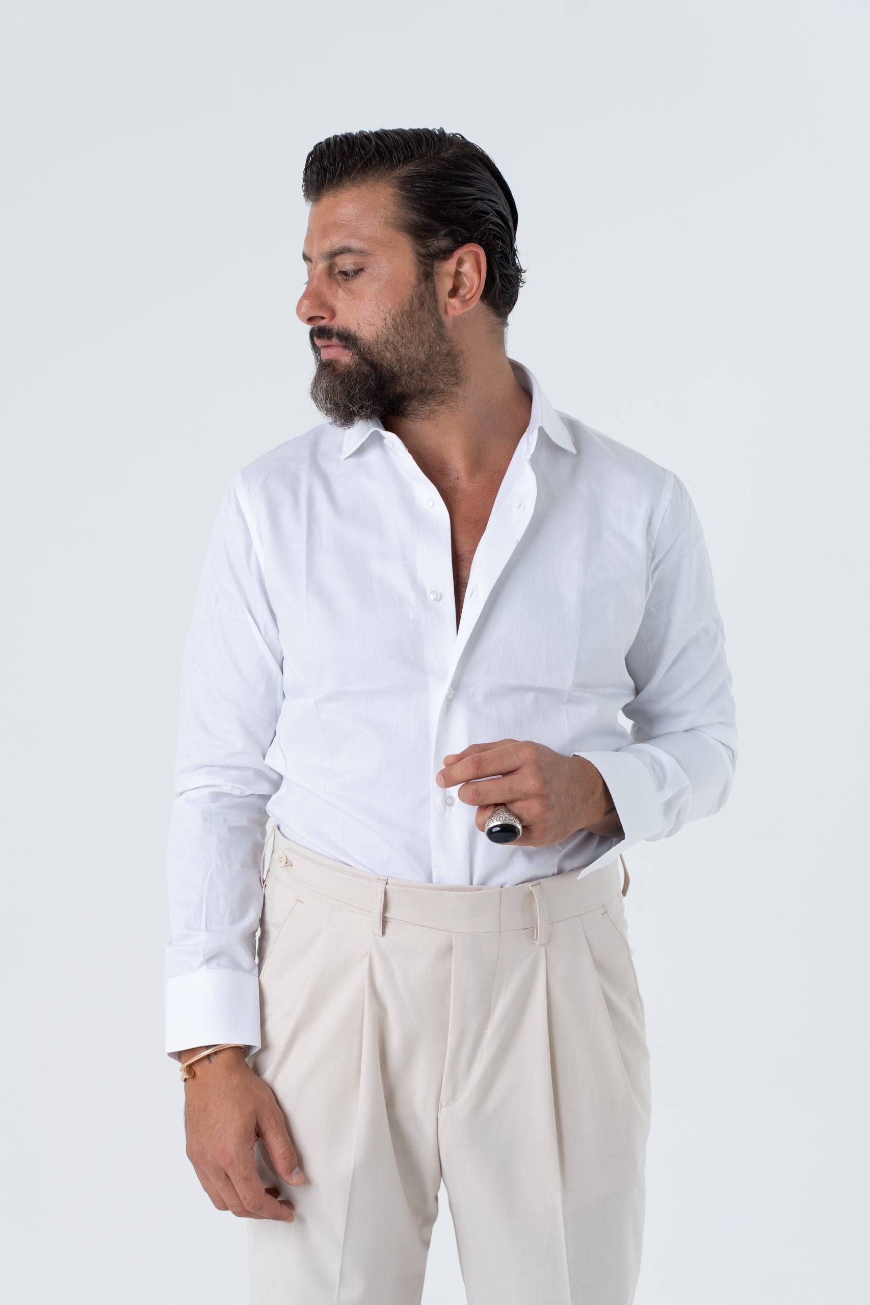 Camicia Collo Francese Bianca