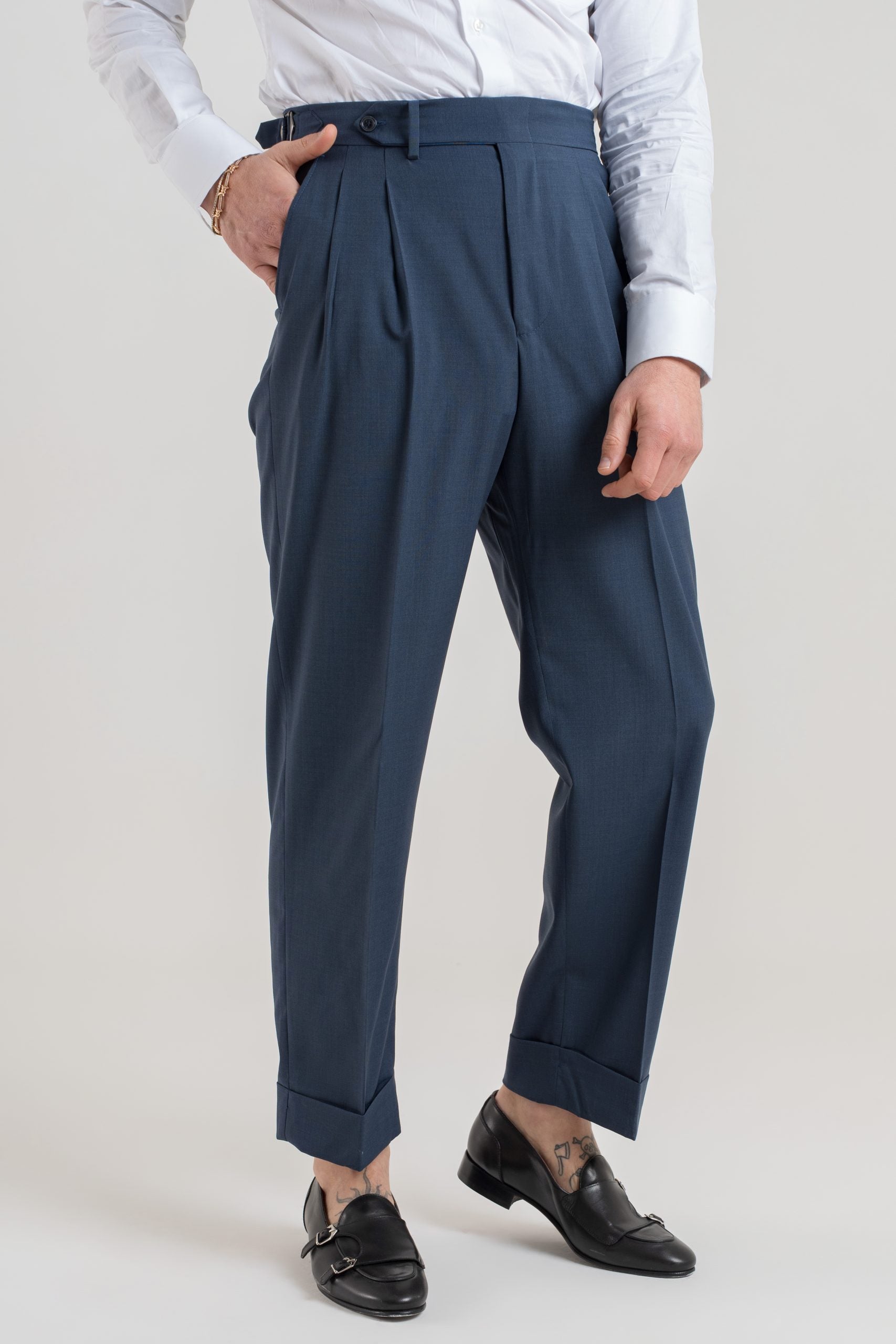 Pantalone Fondo Ampio e Fibbie Laterali Indaco St. Barth