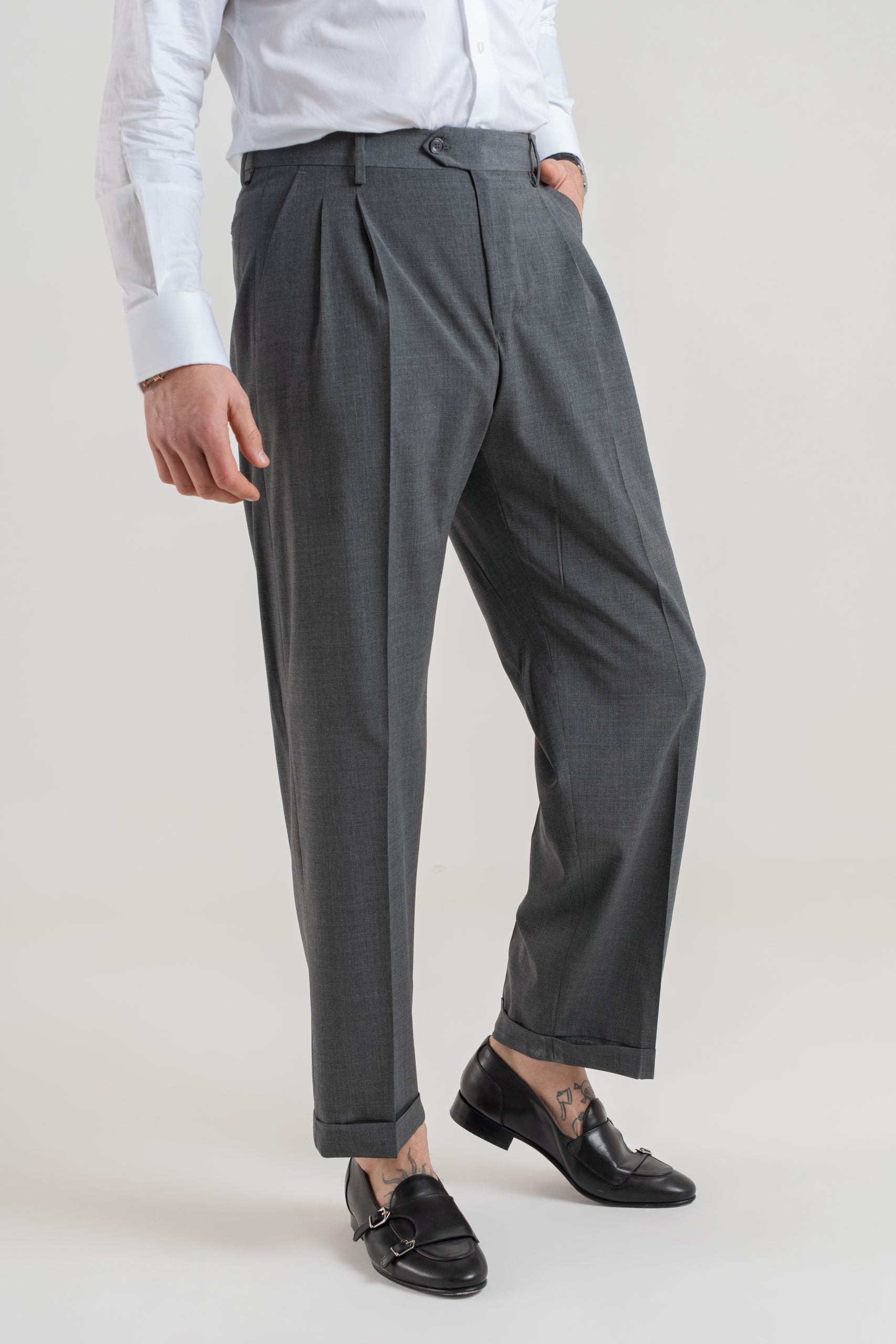 Pantalone Fondo Ampio con Passanti Piombo Copenaghen