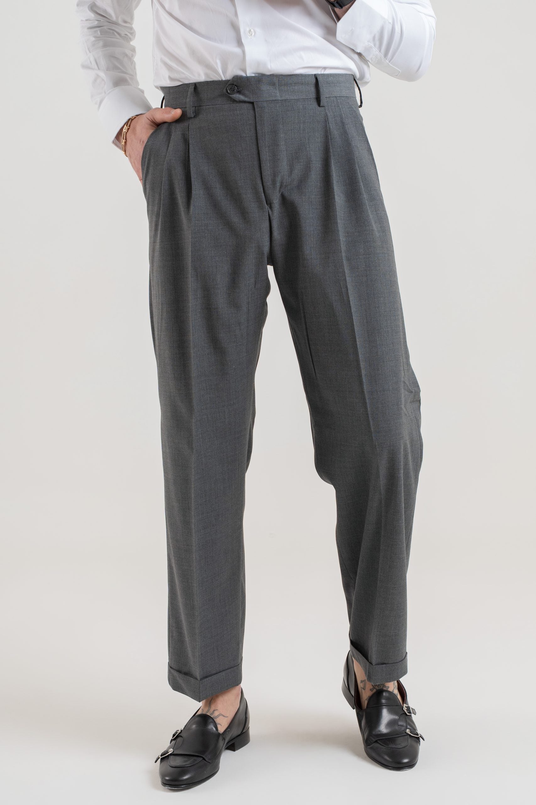 Pantalone Fondo Ampio con Passanti Piombo Copenaghen