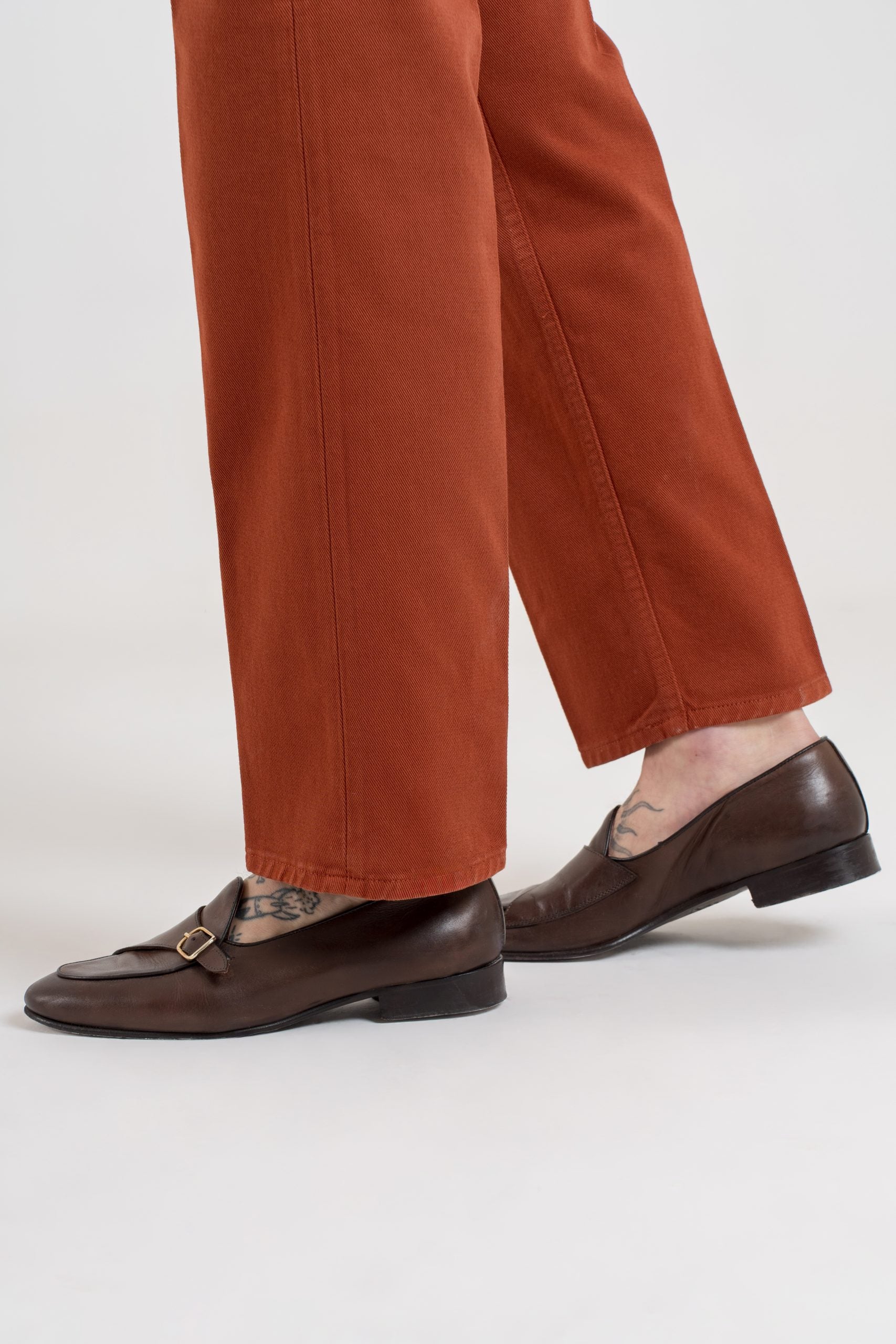 Jeans Vita Alta Fondo Ampio Rosso Nobile