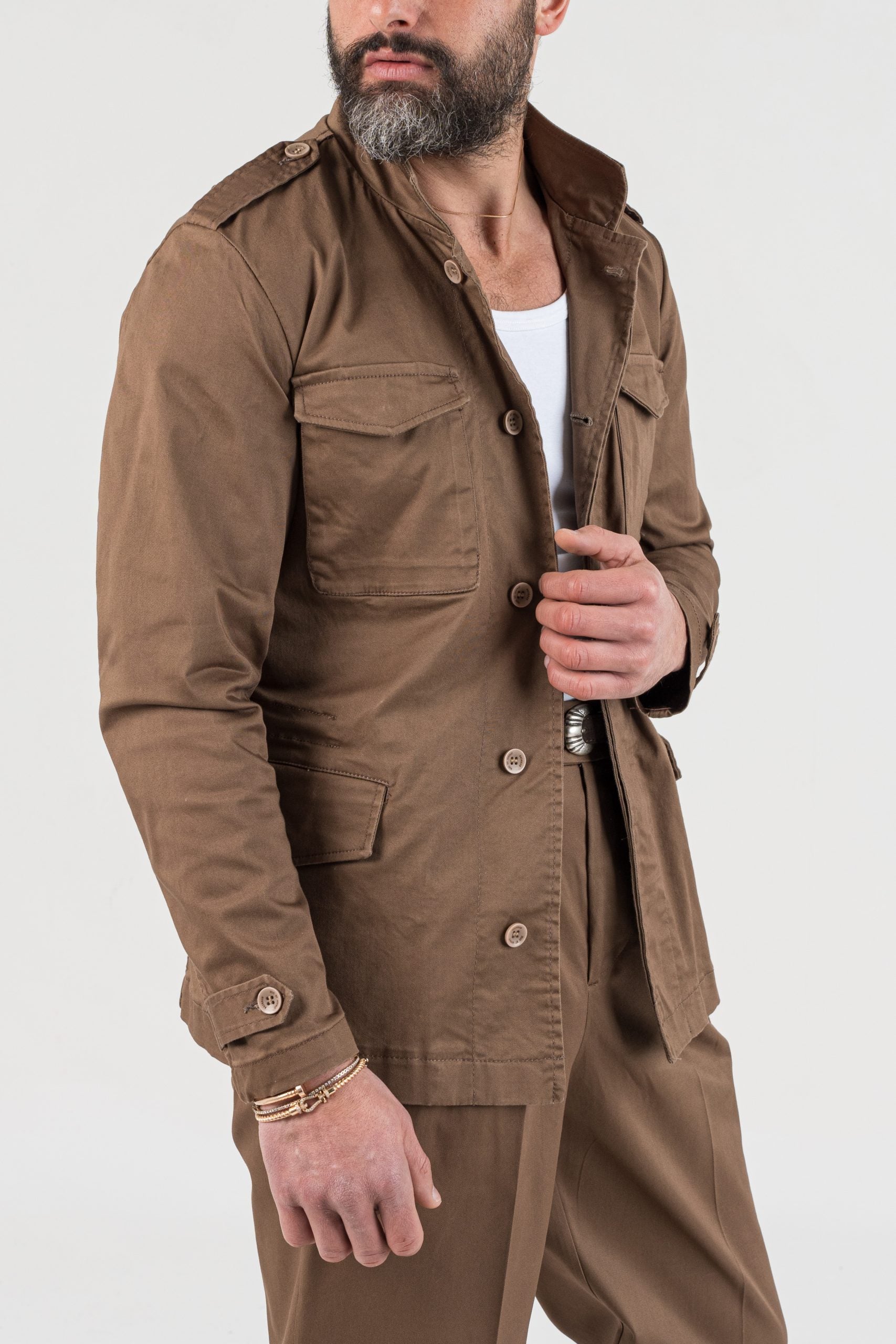 Field Jacket in Cotone Tabacco
