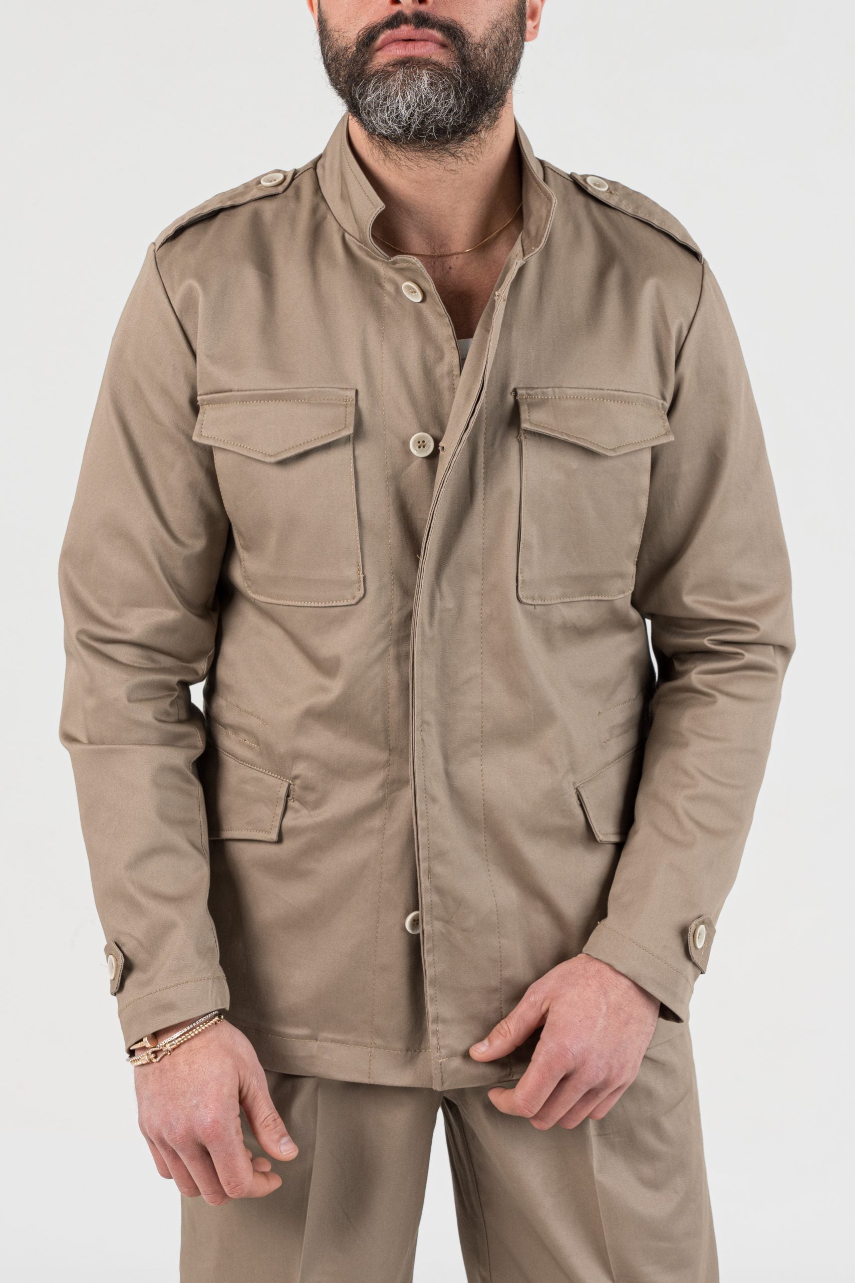 Field Jacket in Cotone Cognac