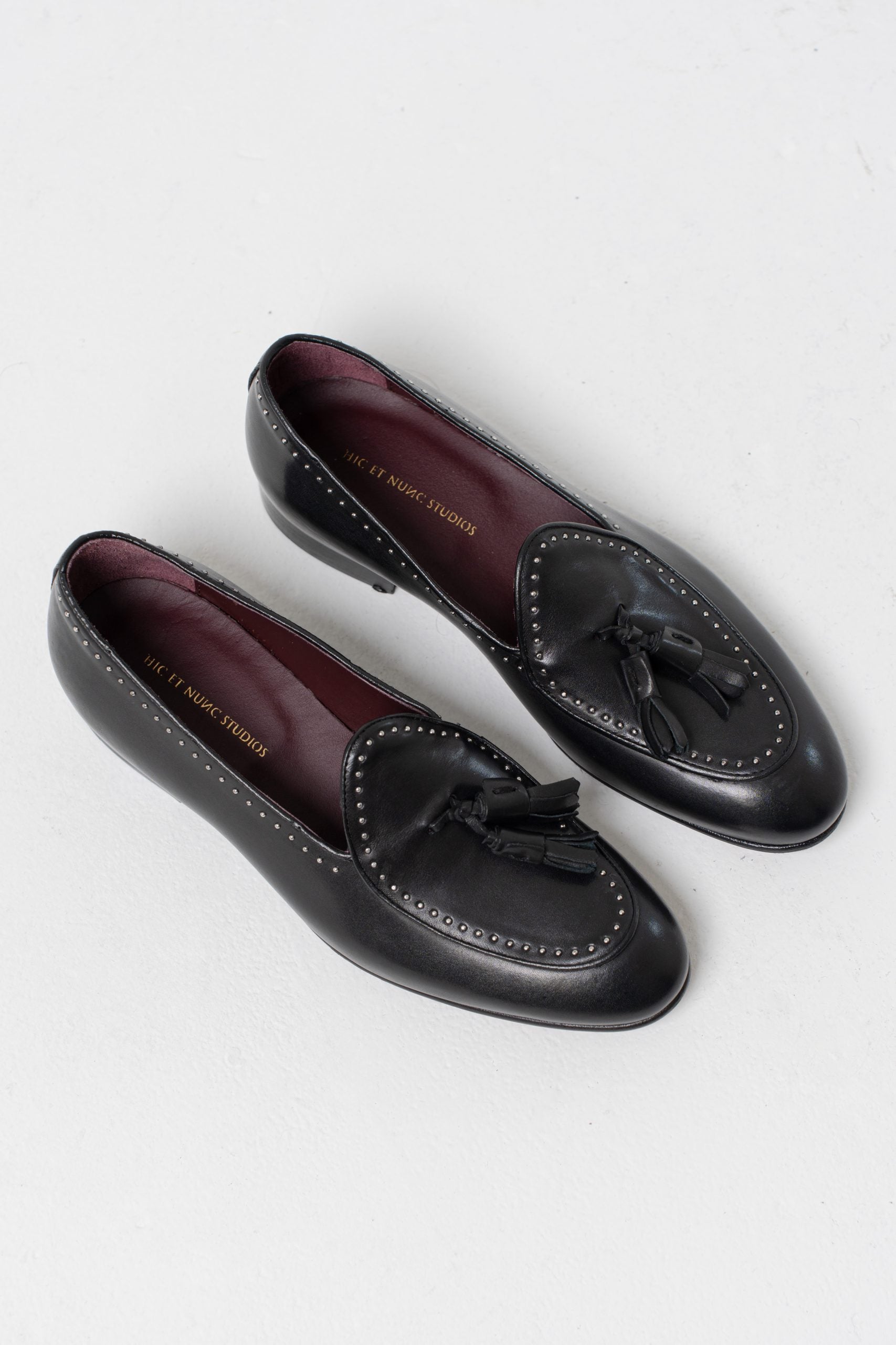 Mocassino con Nappina Borchiata Nero