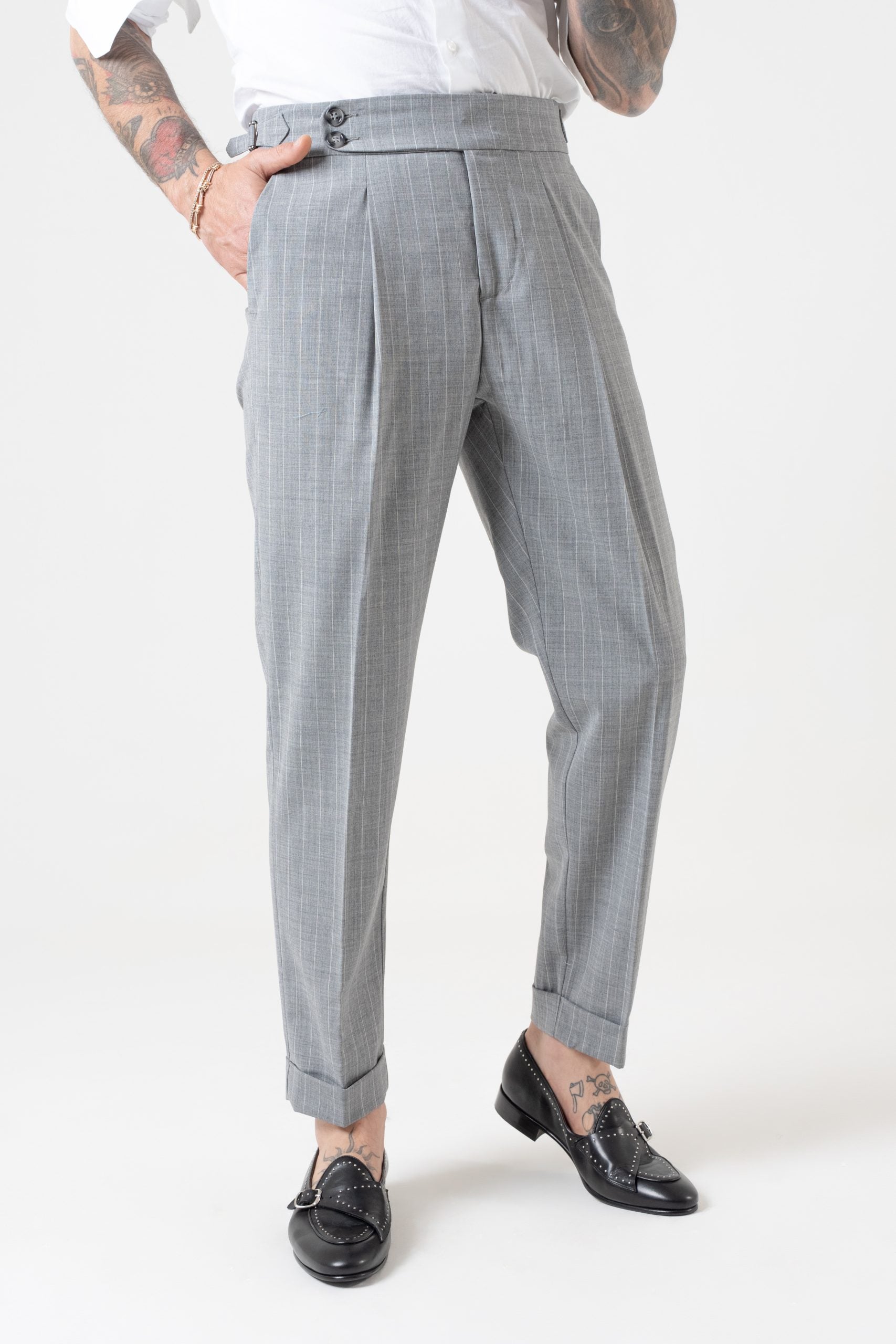 Pantalone con Bustino Tondo Gessato Grigio Milano Marittima