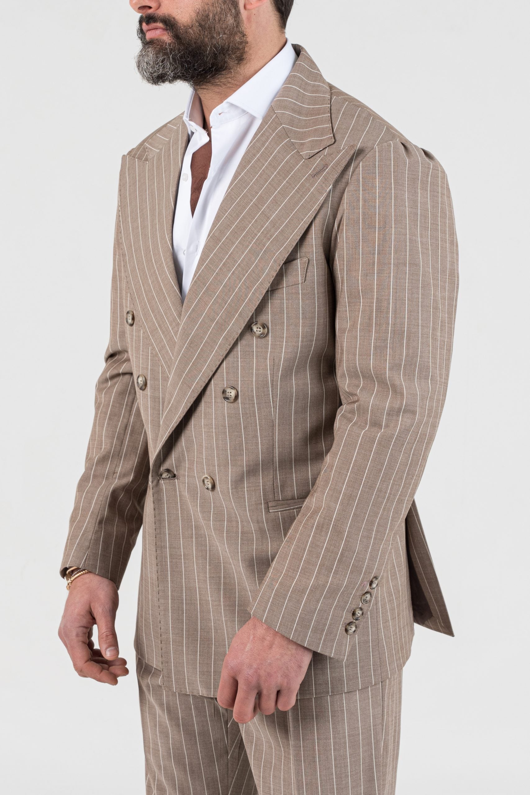 Giacca Jocket Gessato Beige Porto Rotondo