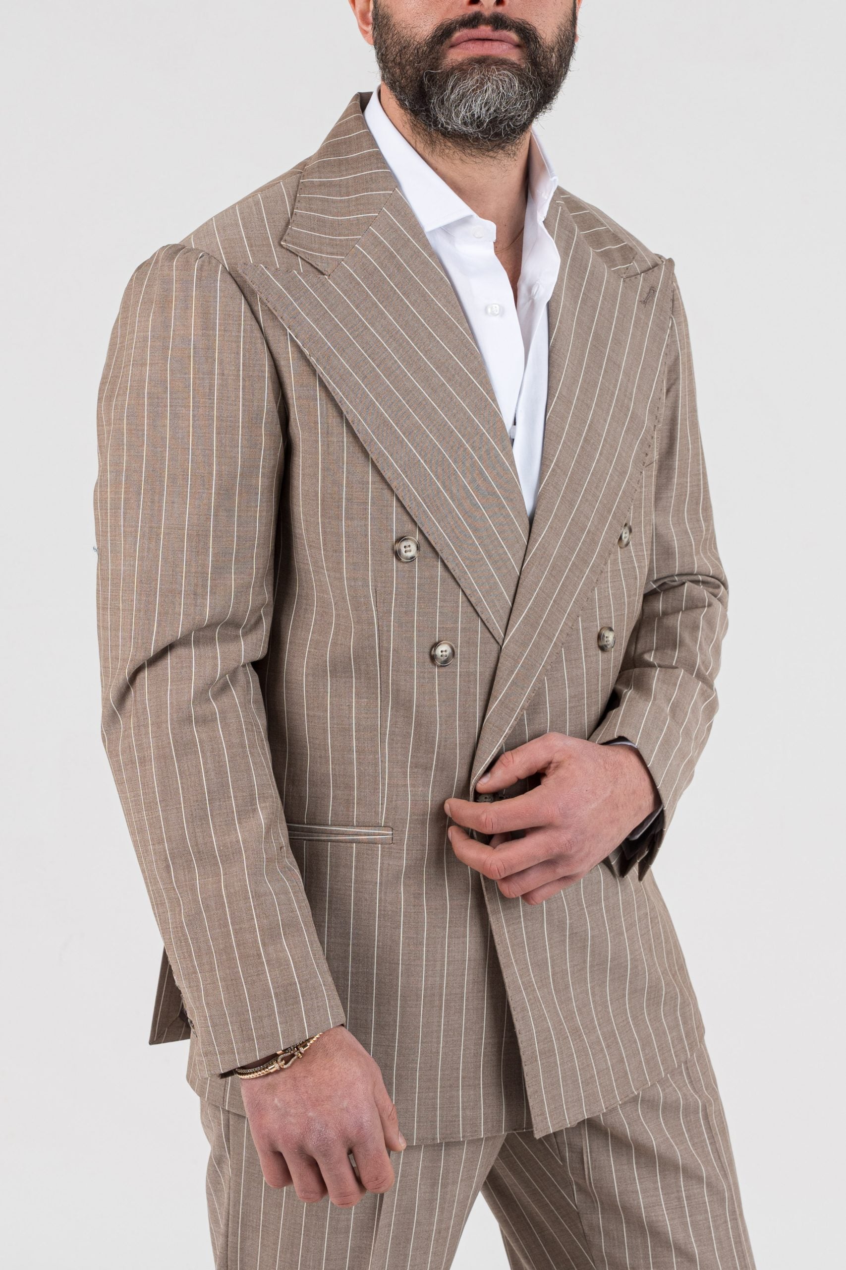 Giacca Jocket Gessato Beige Porto Rotondo