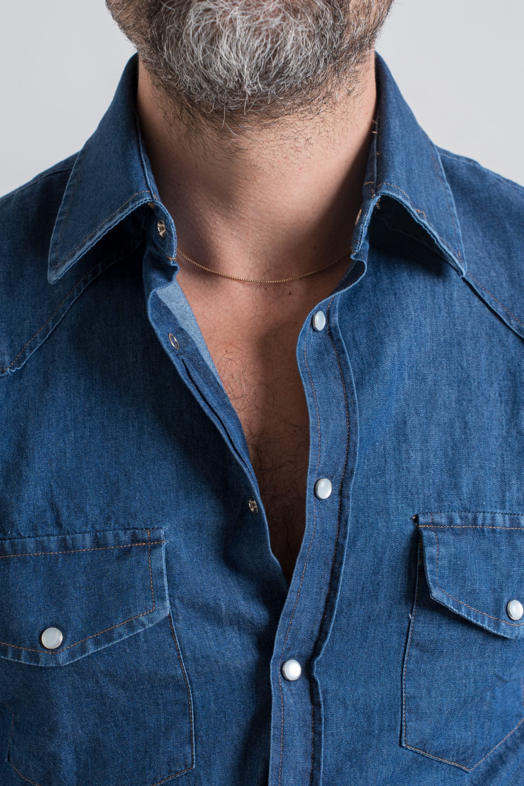 Camicia Texana in Denim Lavaggio Scuro