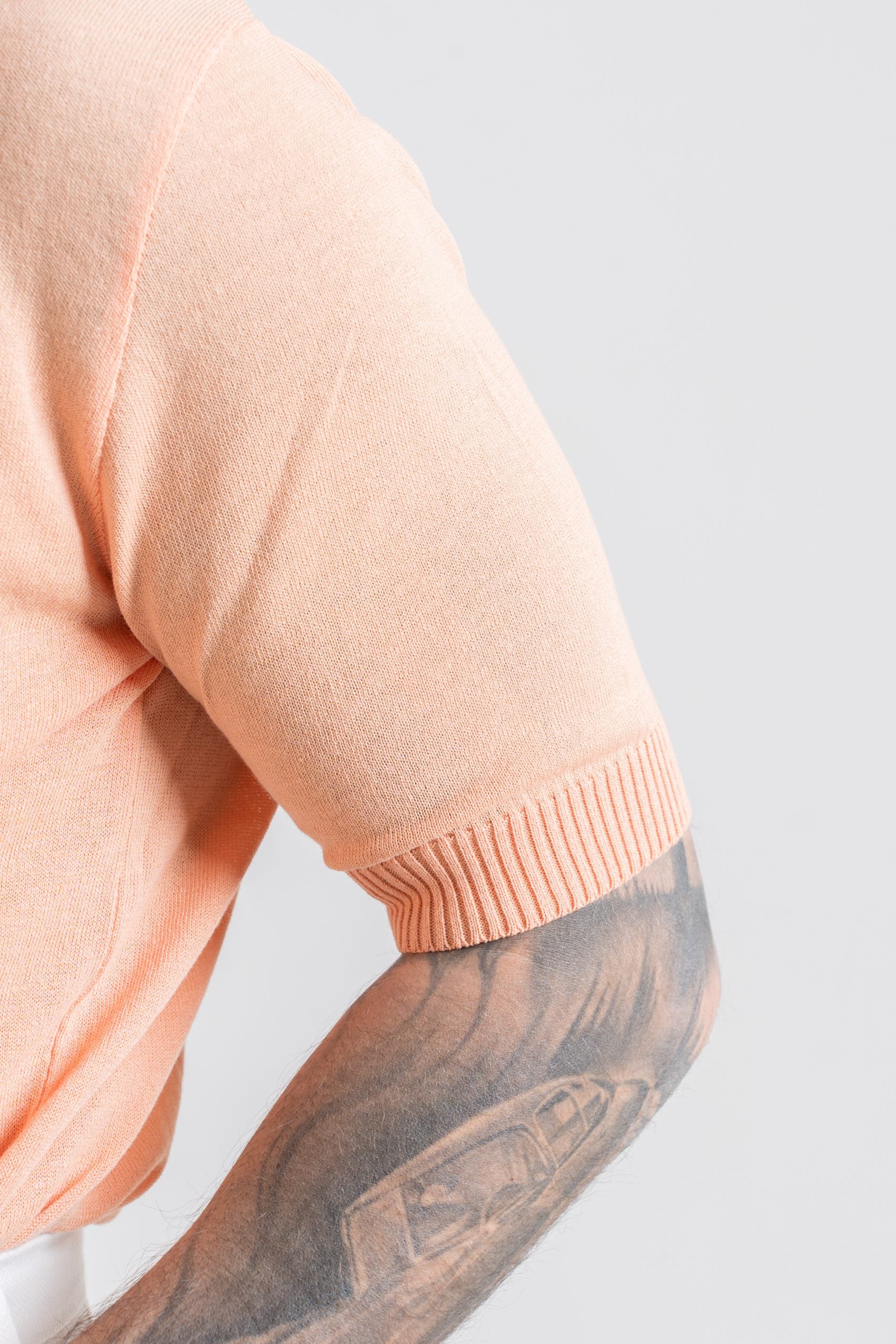 Polo in Cotone con Riporti in Lino Pesca