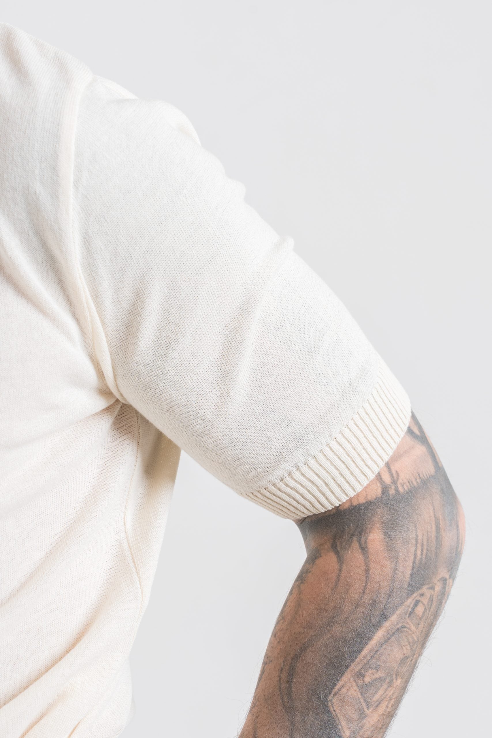 Polo in Cotone con Riporti in Lino Burro