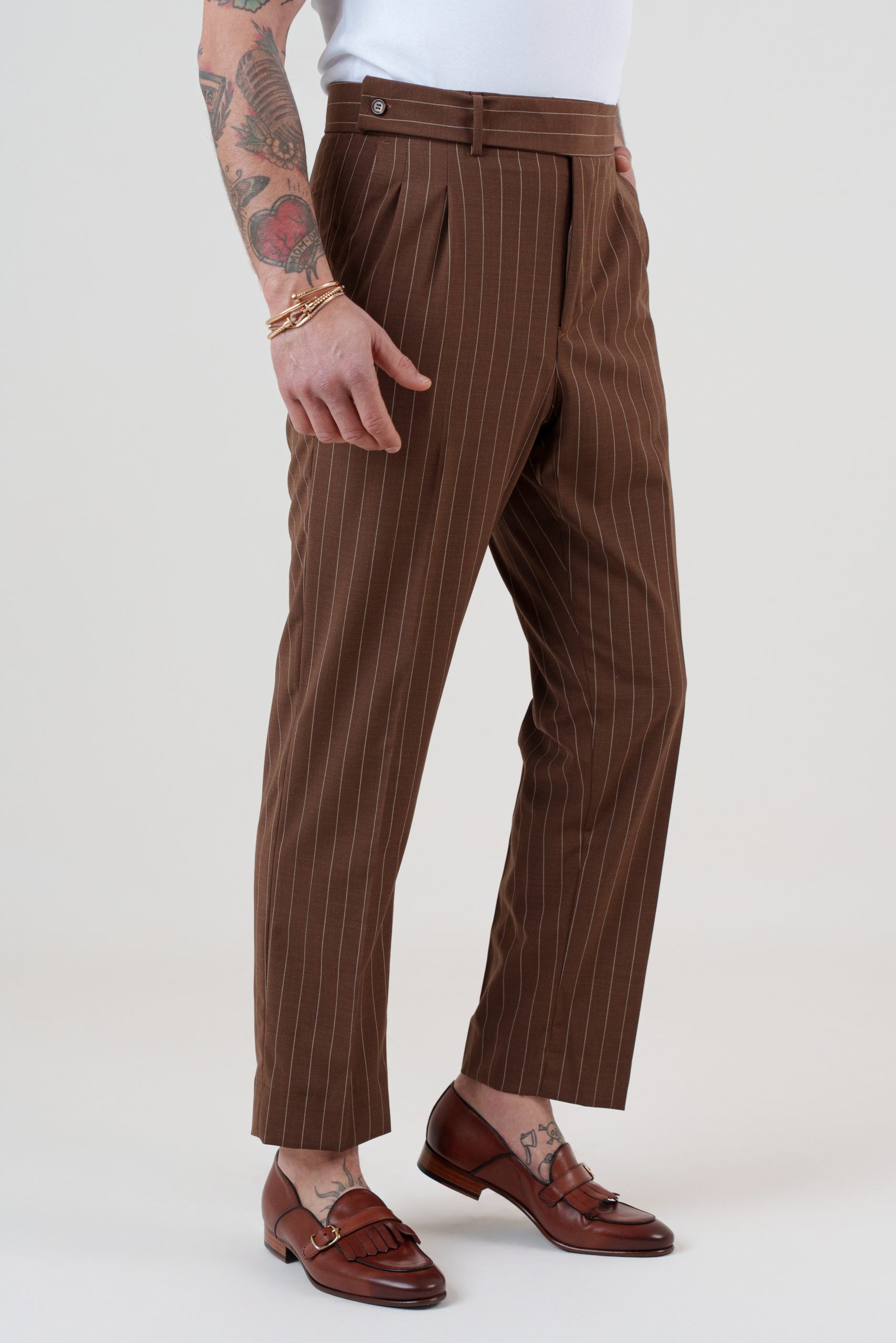 Pantalone Cinta Lunga Gessato Moro Portofino