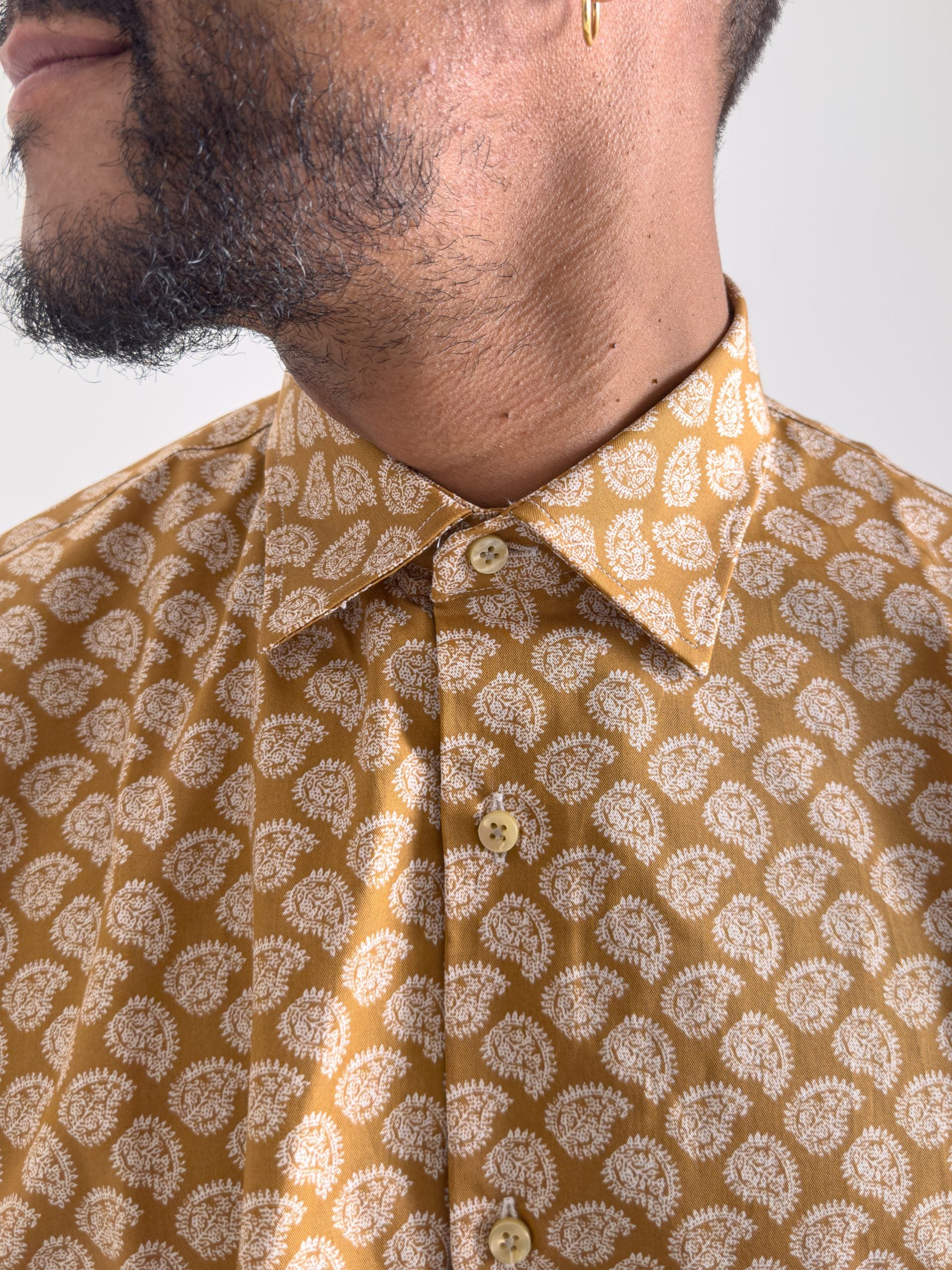Oversized Ochre Bandana Pattern Shirt