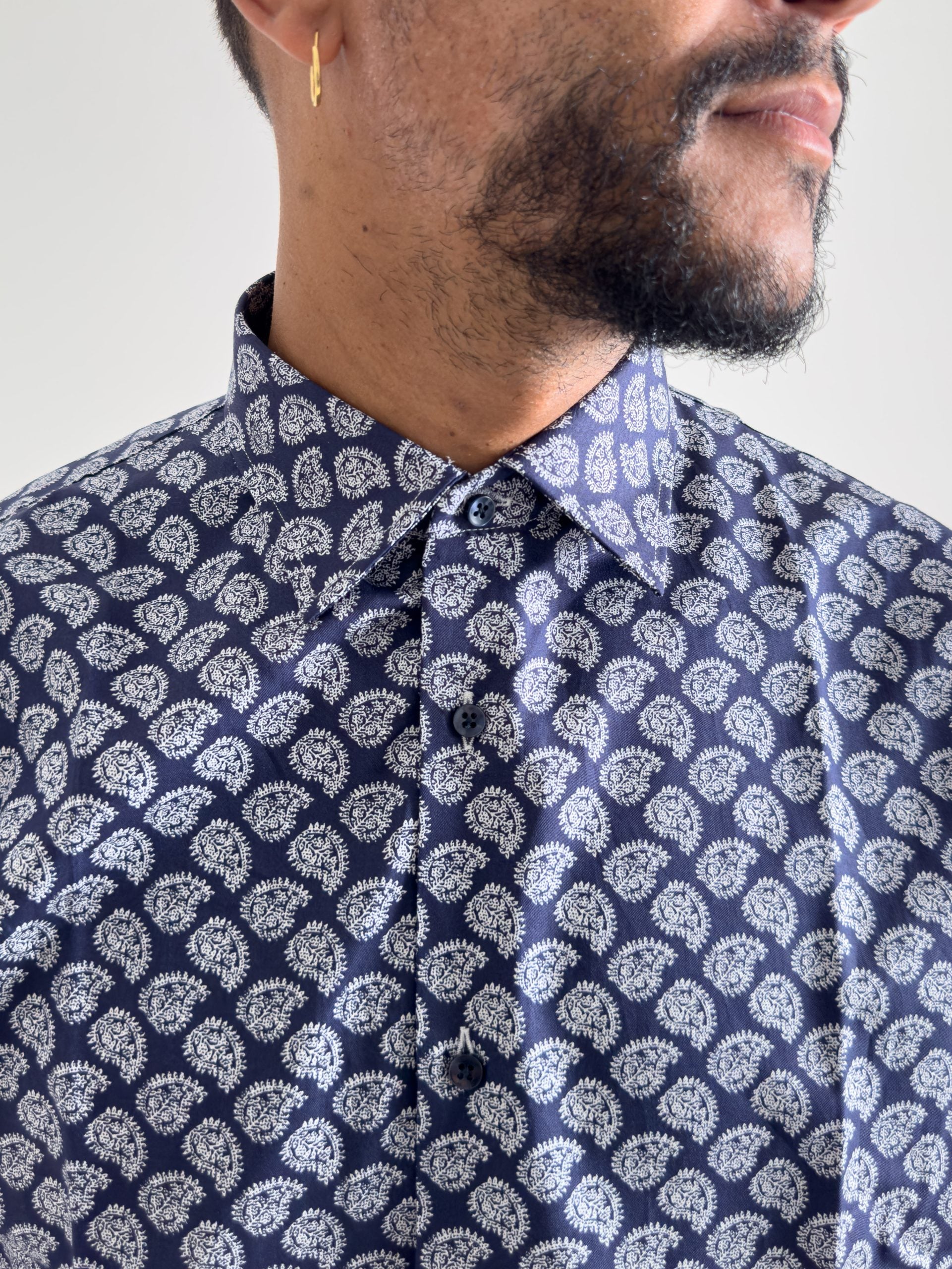 Oversized Shirt with Blue Bandana Pattern