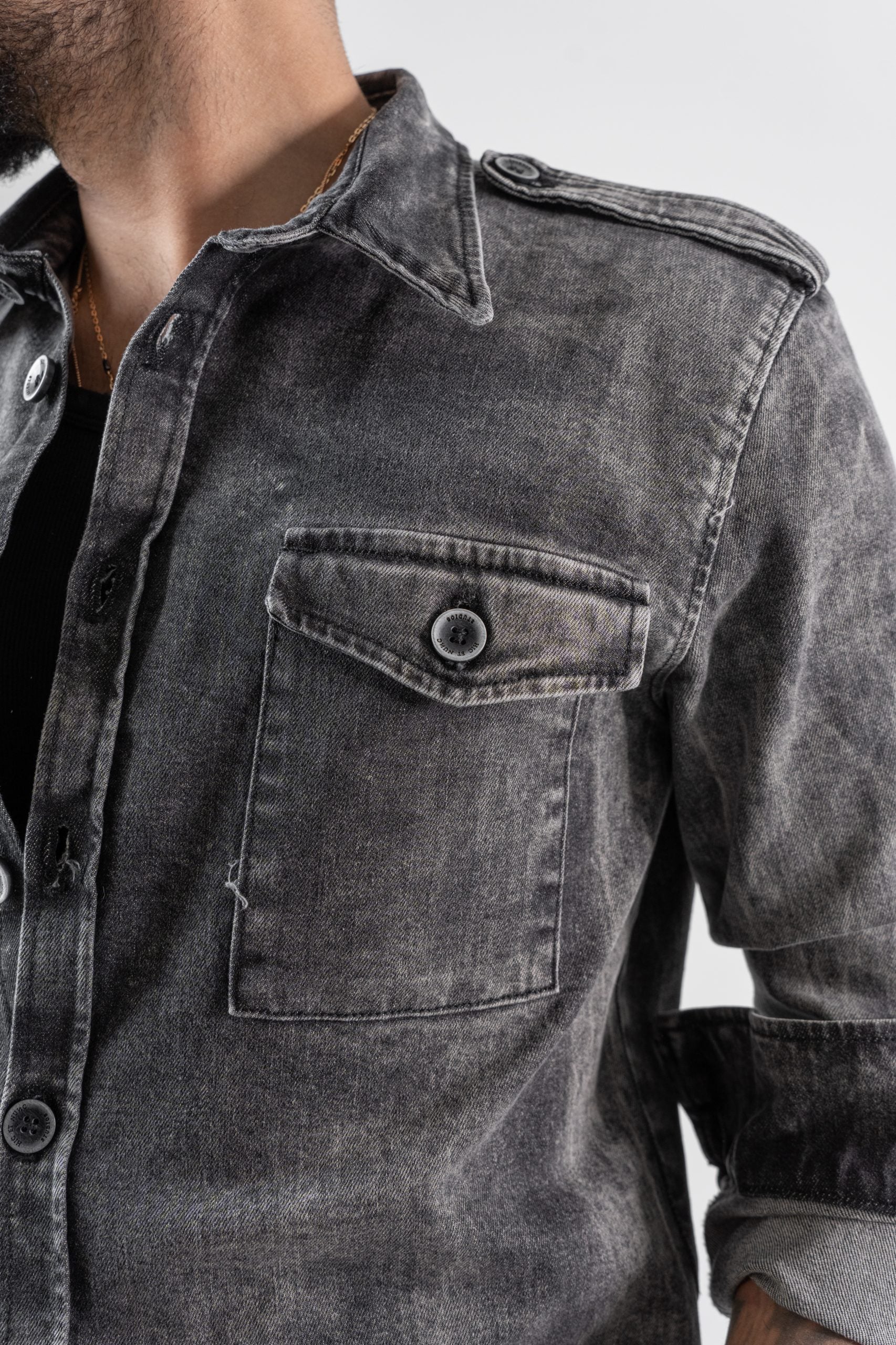 Giacchetto di Jeans Grigio Marmorizzato