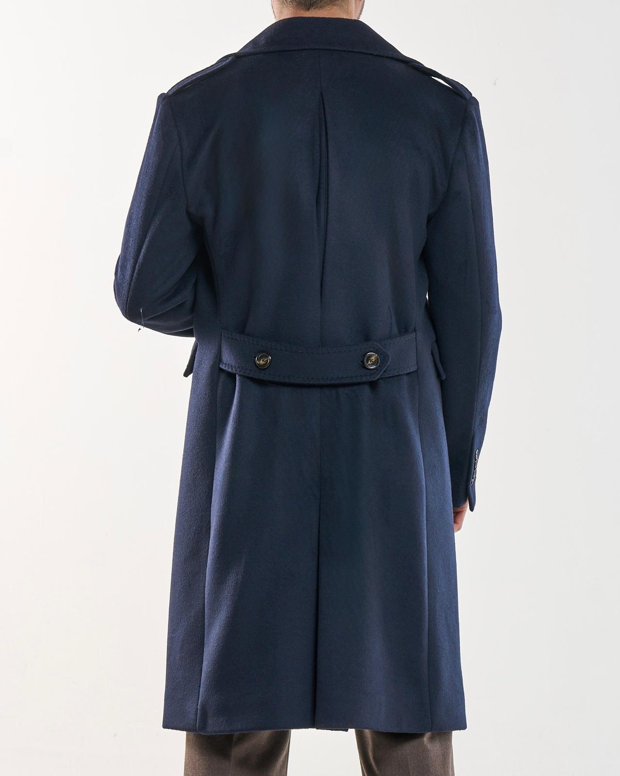 Cappotto Military Doppiopetto con Rever a Lancia Blu