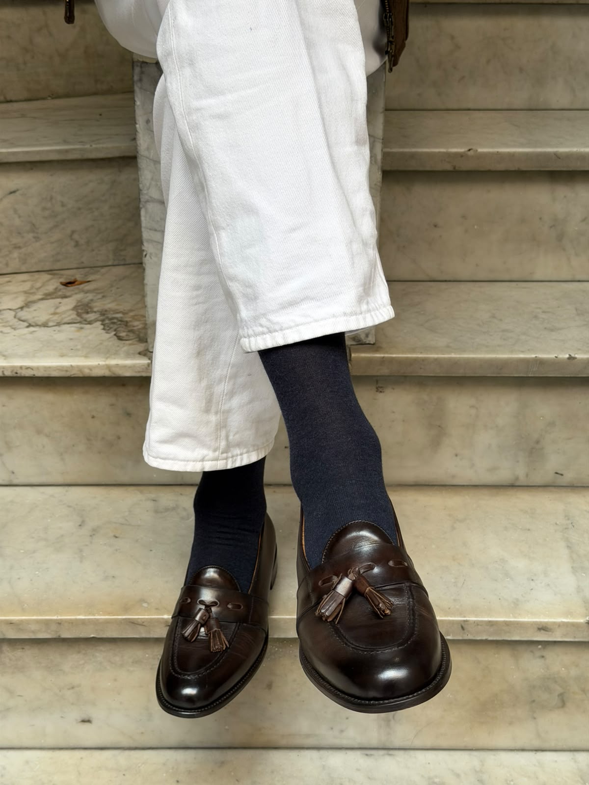Two-tone Bordeaux and Blue Scottish Thread Sock