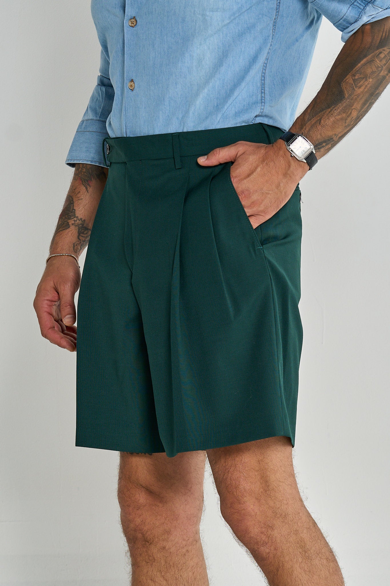 Bermuda Cinta Lunga con Passanti Verde Smeraldo Miami