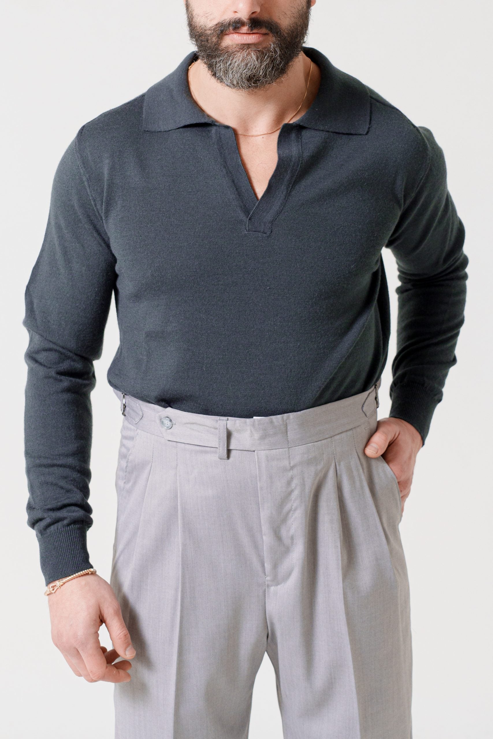 Polo in Misto Lana Grigio Fumo