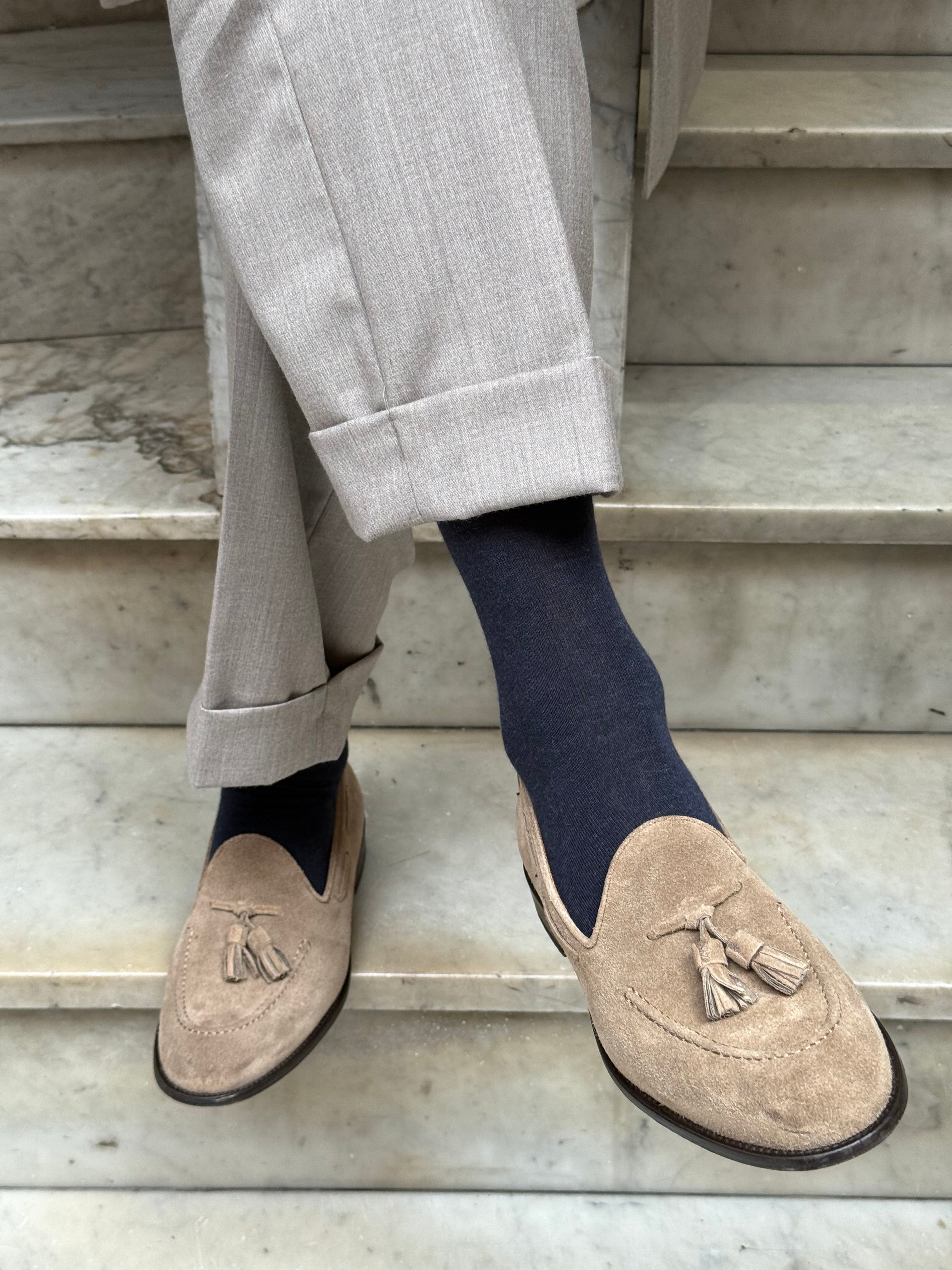 Calza in Cashmere e Cotone a Blu