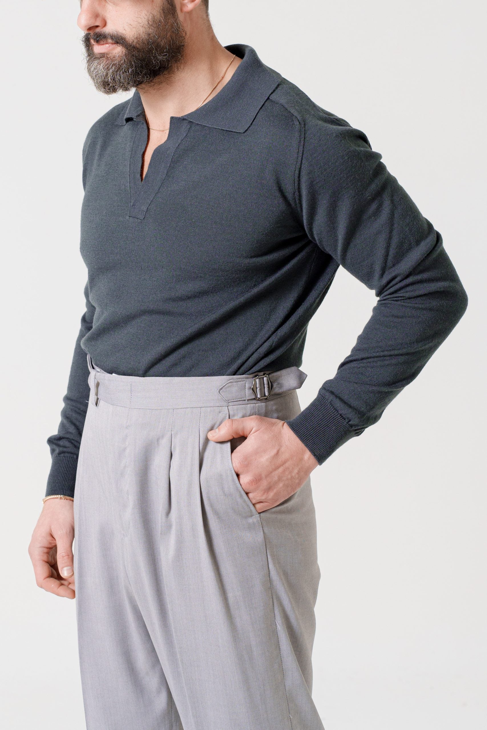 Polo in Misto Lana Grigio Fumo