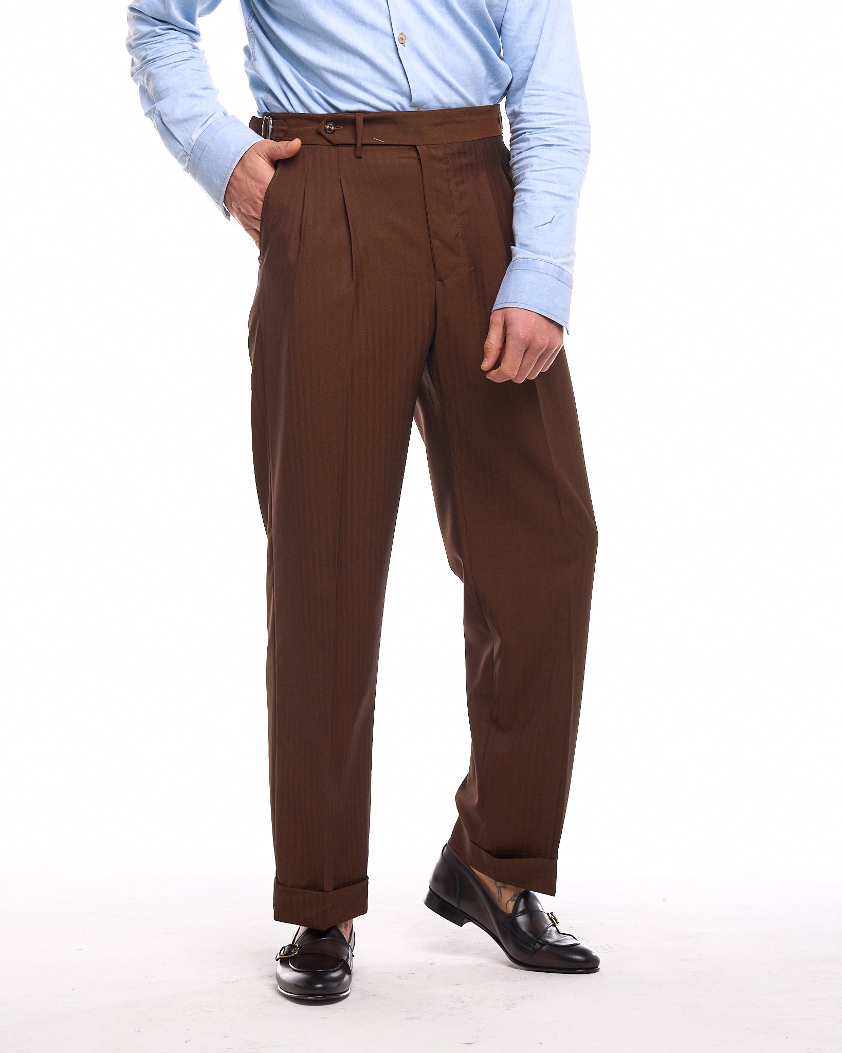 Pantalone Fondo Ampio e Fibbie Laterali Solaro Moro Beverly Hills