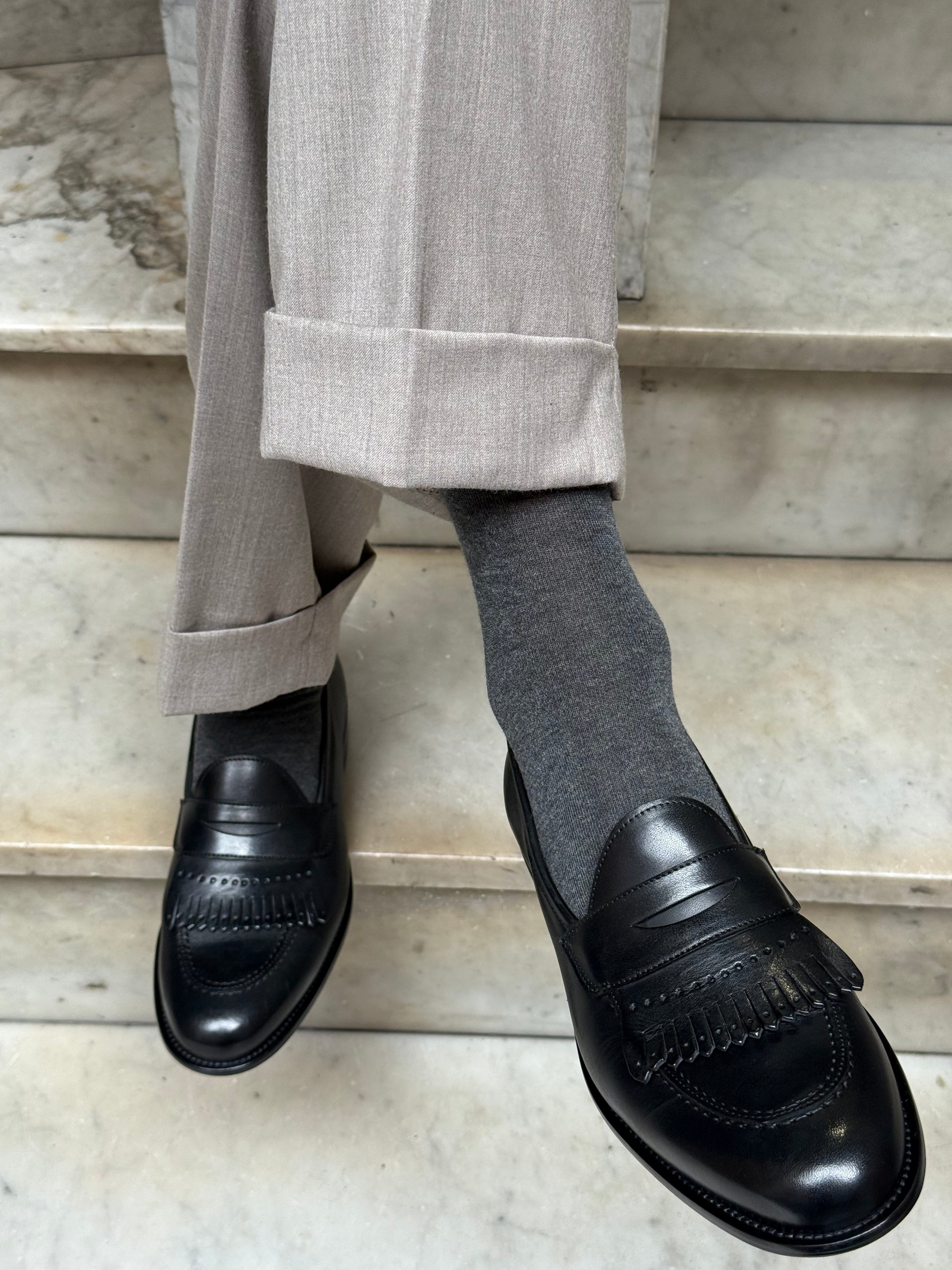 Calza in Cashmere e Cotone a Grigio