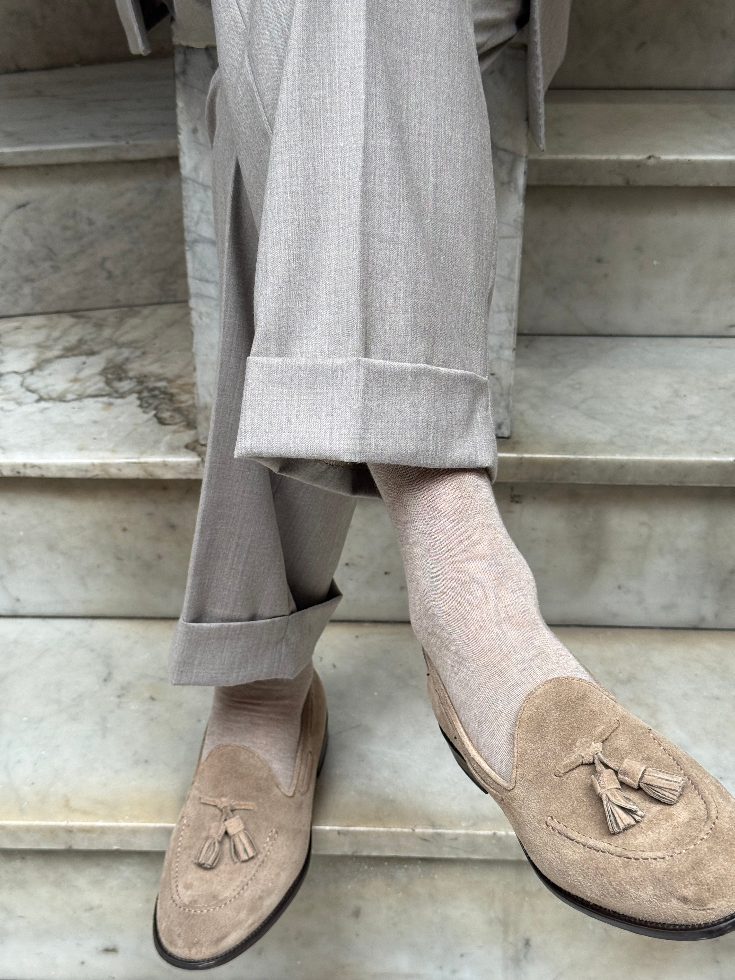 Calza in Cashmere e Cotone a Beige