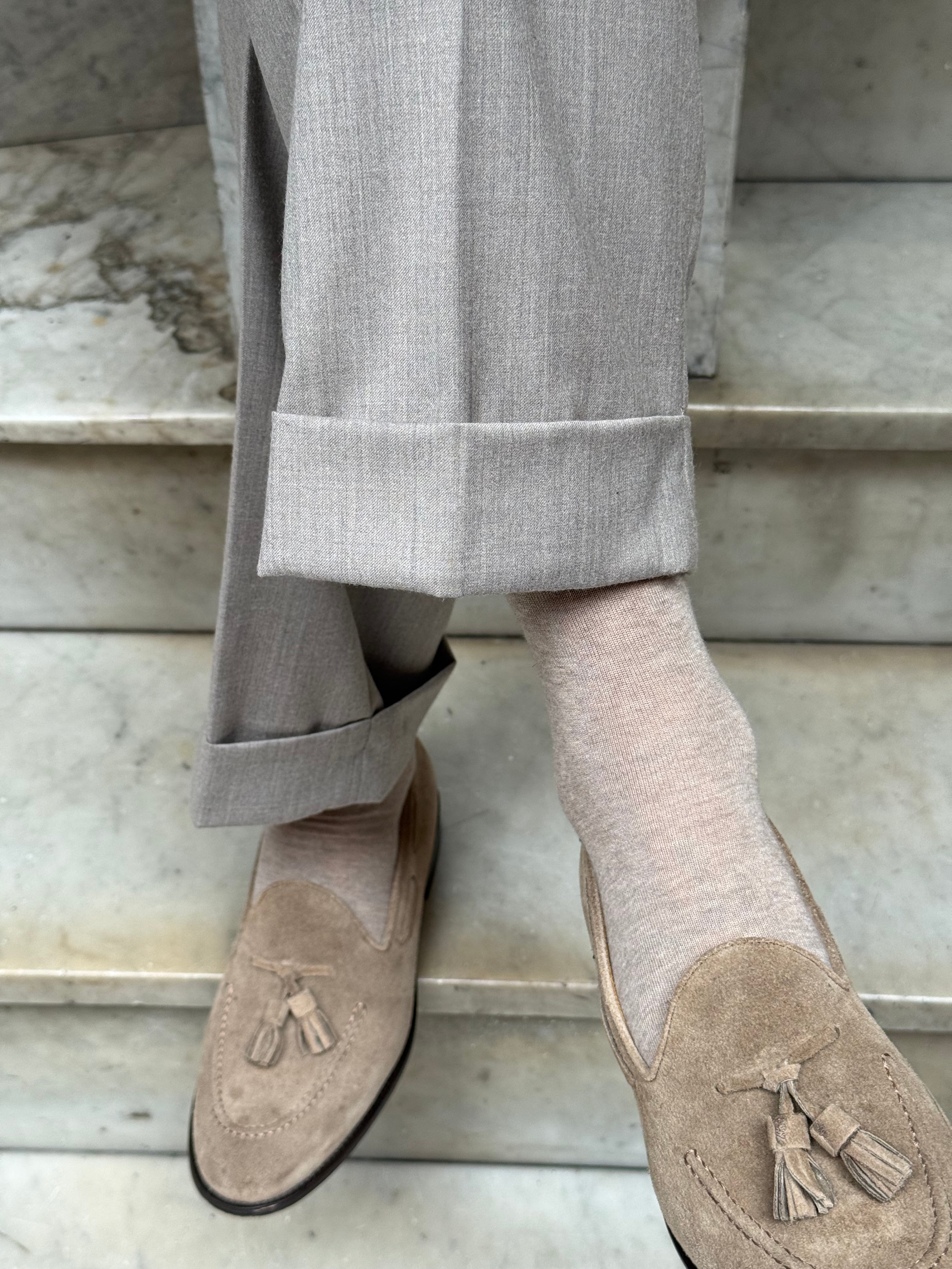 Calza in Cashmere e Cotone a Beige