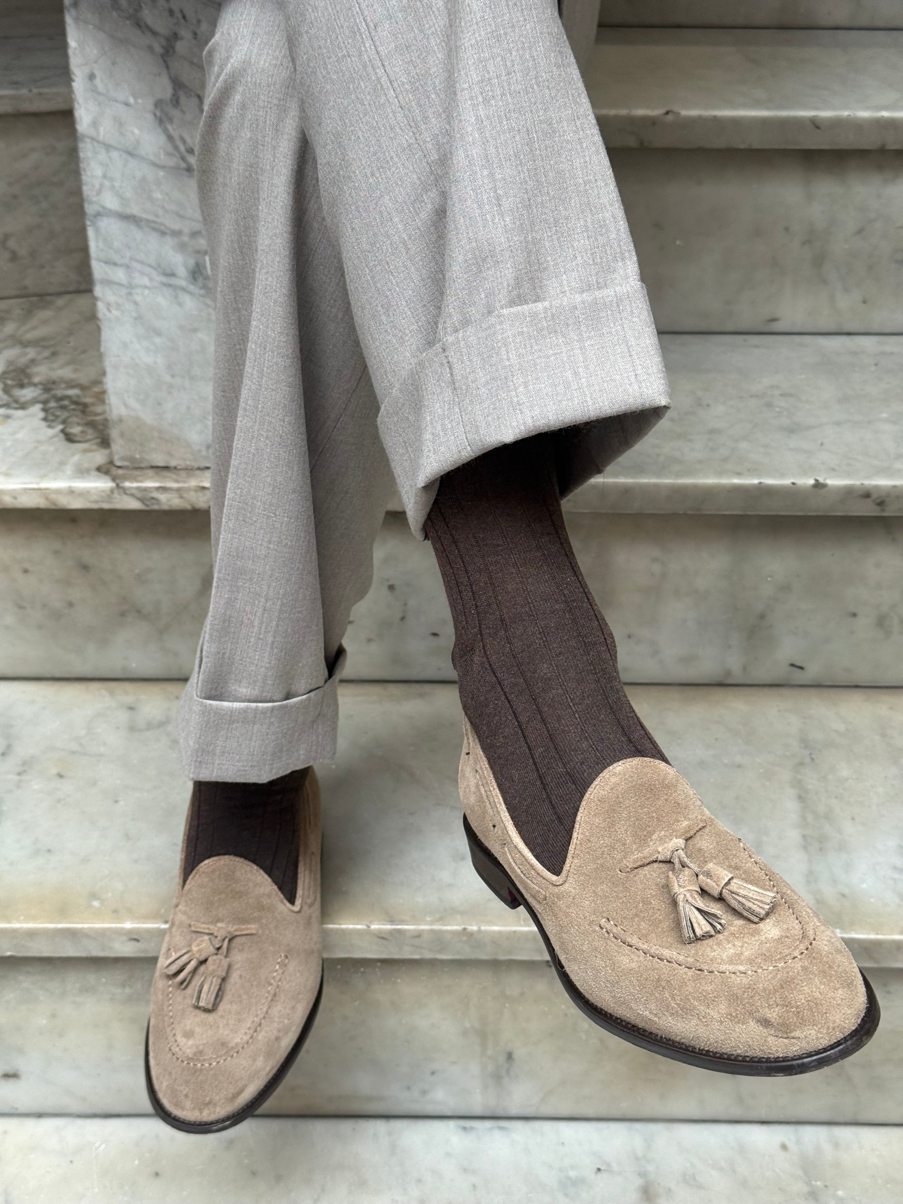 Two-tone Bordeaux and Blue Scottish Thread Sock