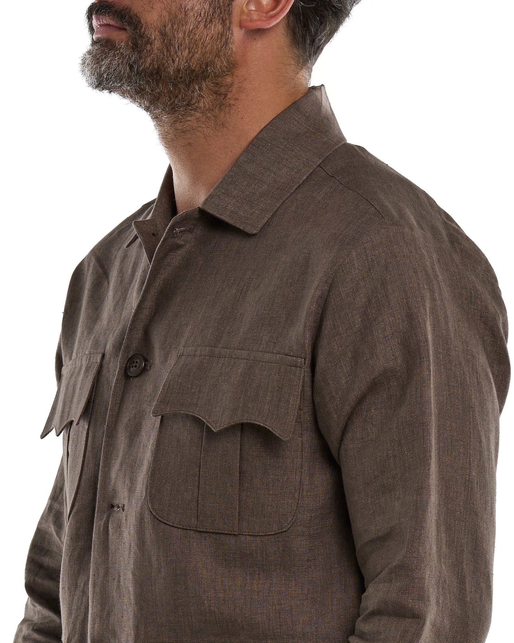 Camicia Sahariana in 100% Lino Moro