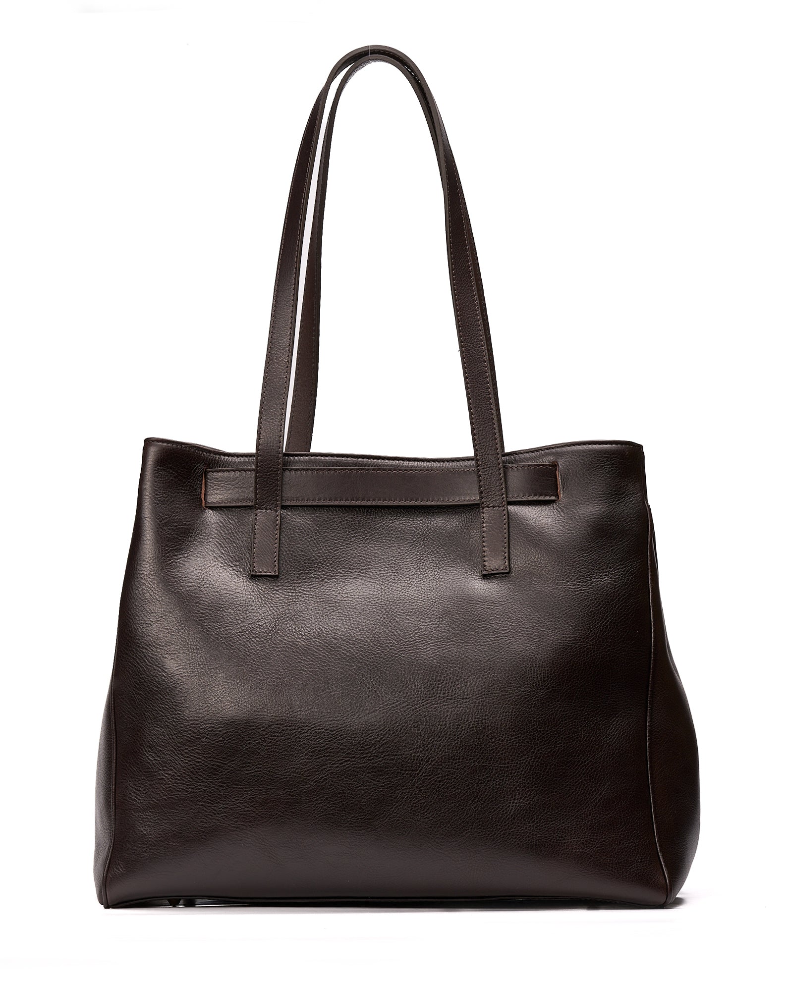 Bolso tote de piel marrón oscuro